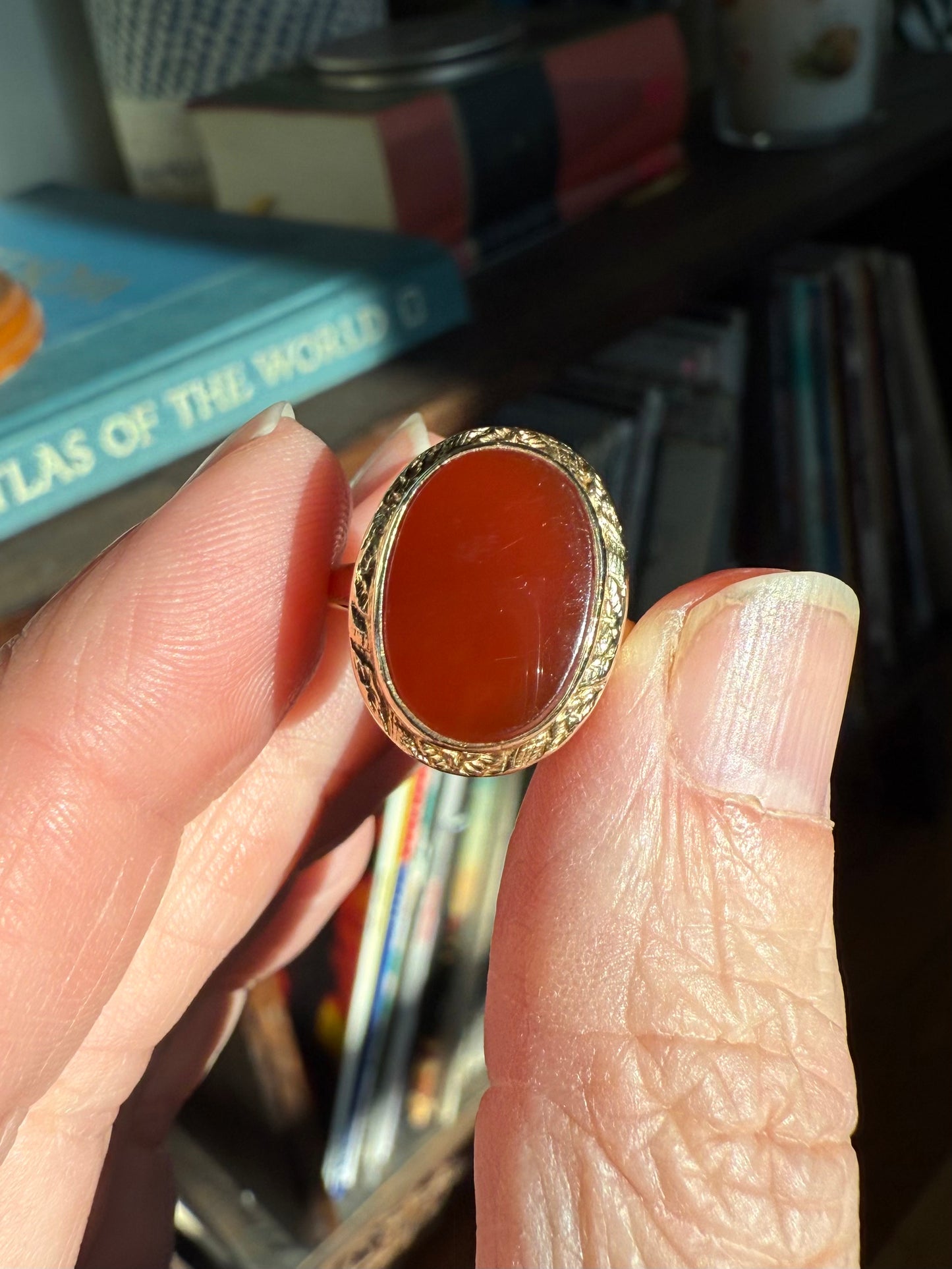 1970s 14k Yellow Gold Carnelian Ring