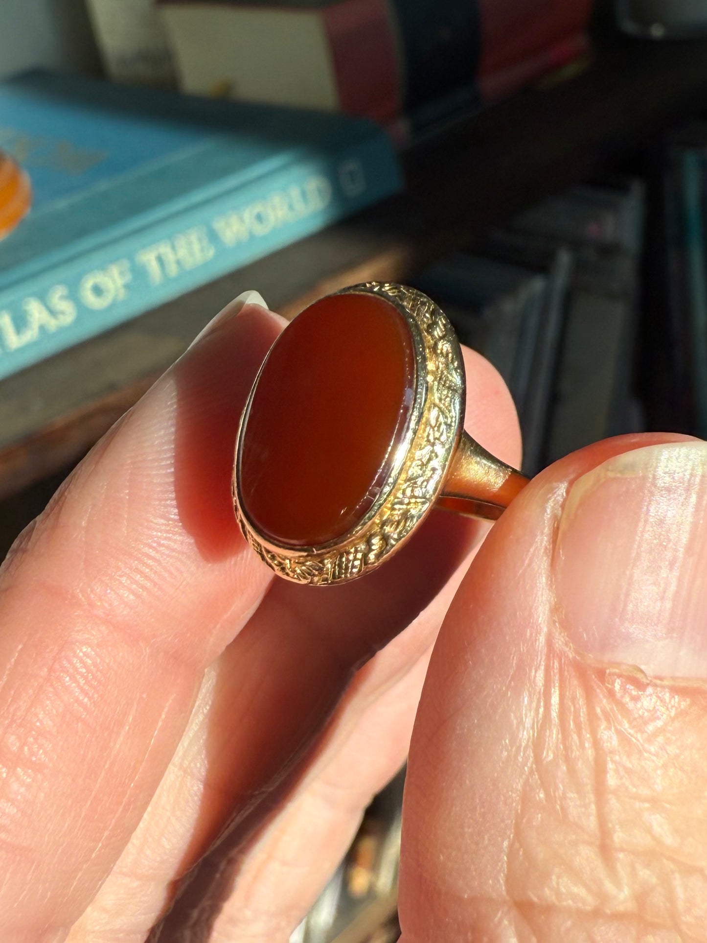 1970s 14k Yellow Gold Carnelian Ring