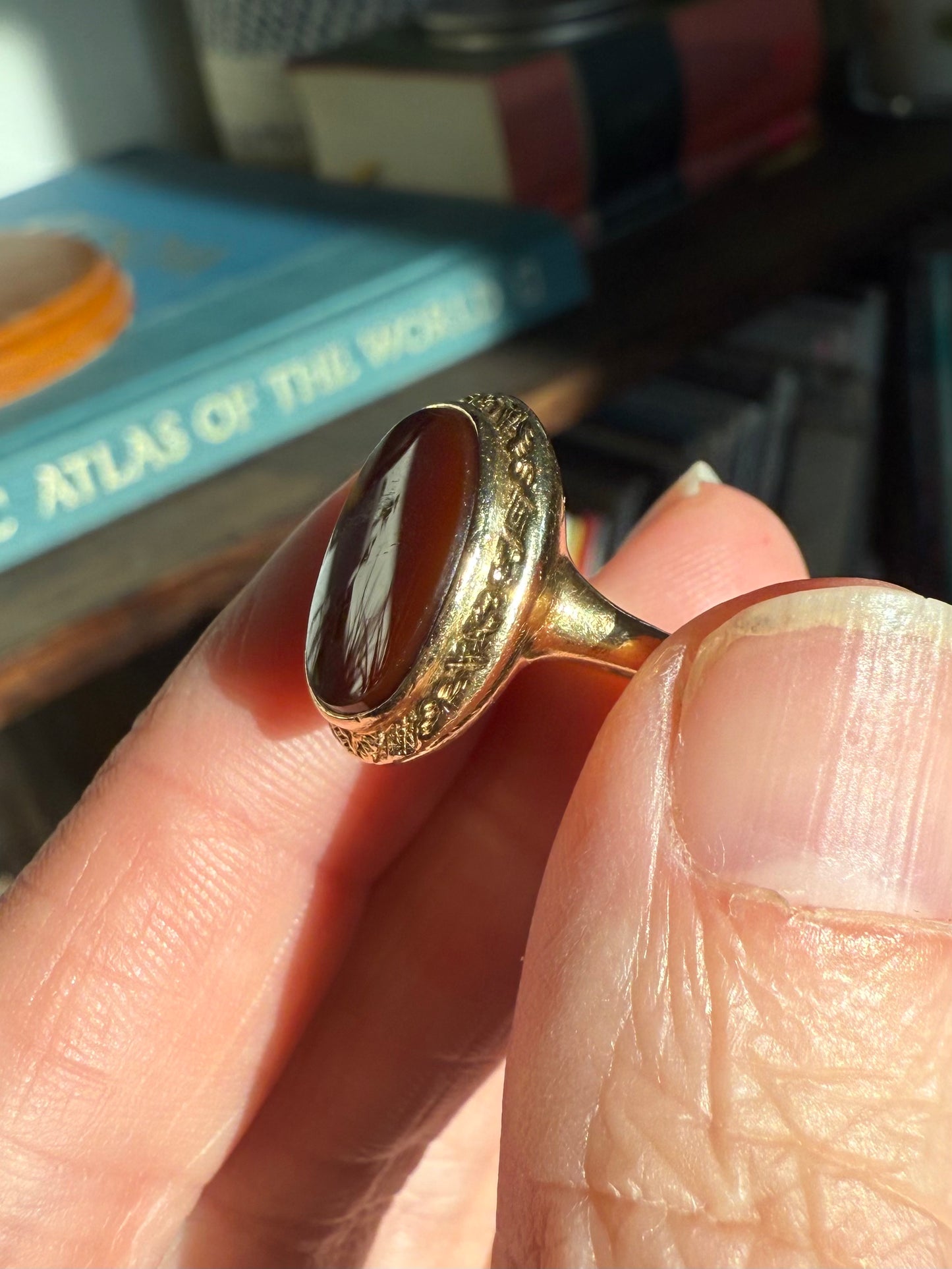 1970s 14k Yellow Gold Carnelian Ring
