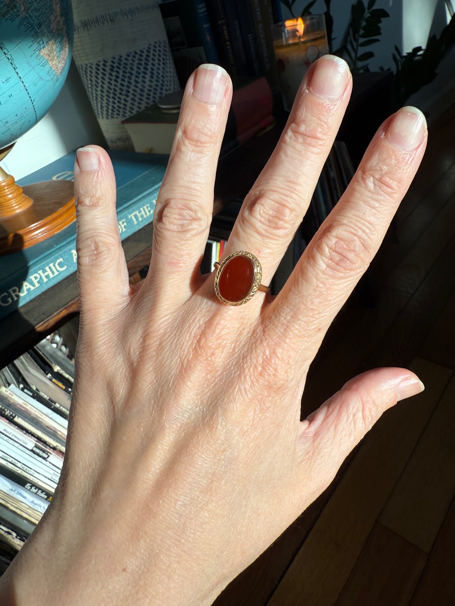 1970s 14k Yellow Gold Carnelian Ring