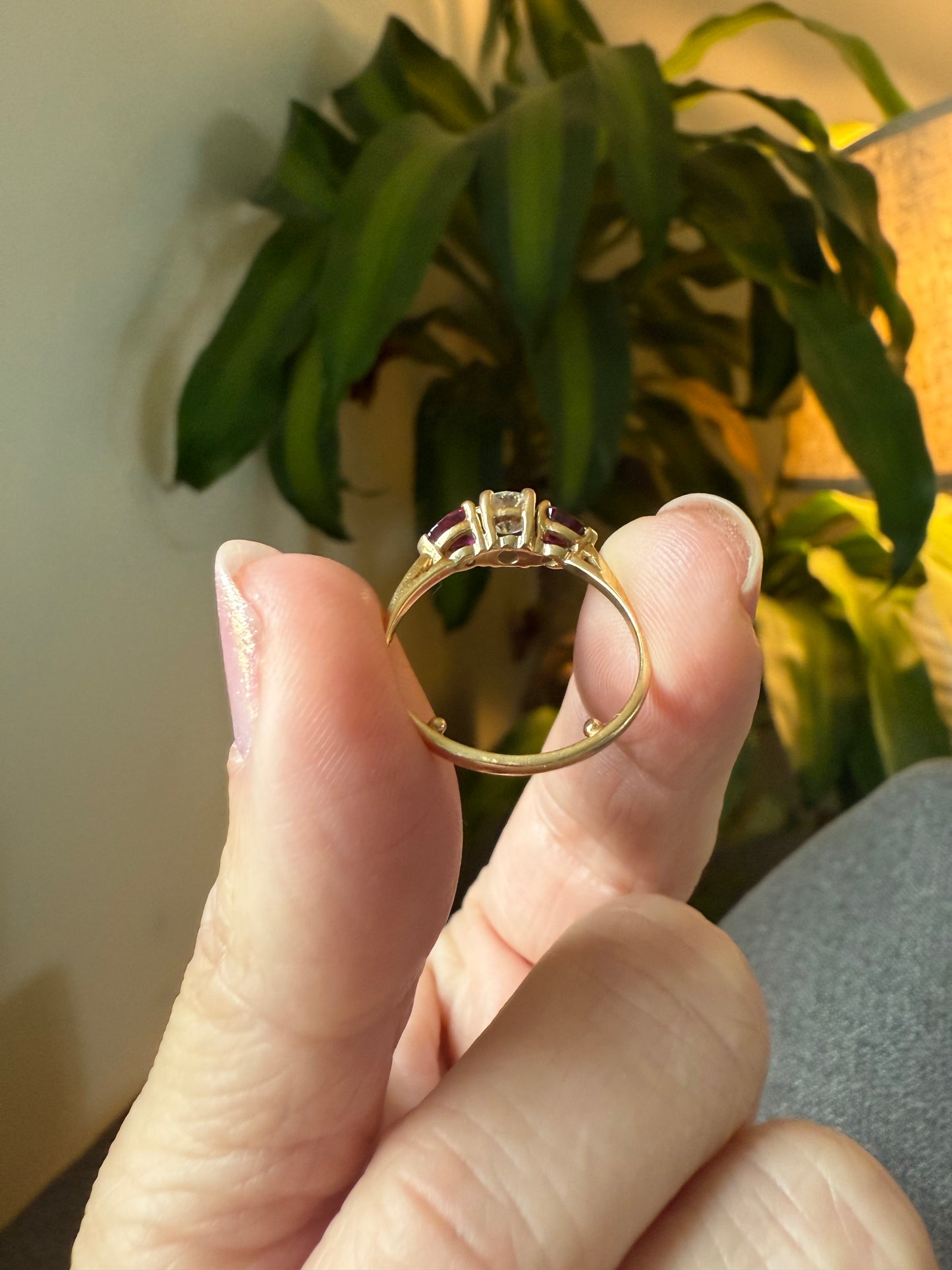 14k Yellow Gold Vintage Diamond and Ruby Engagement Ring