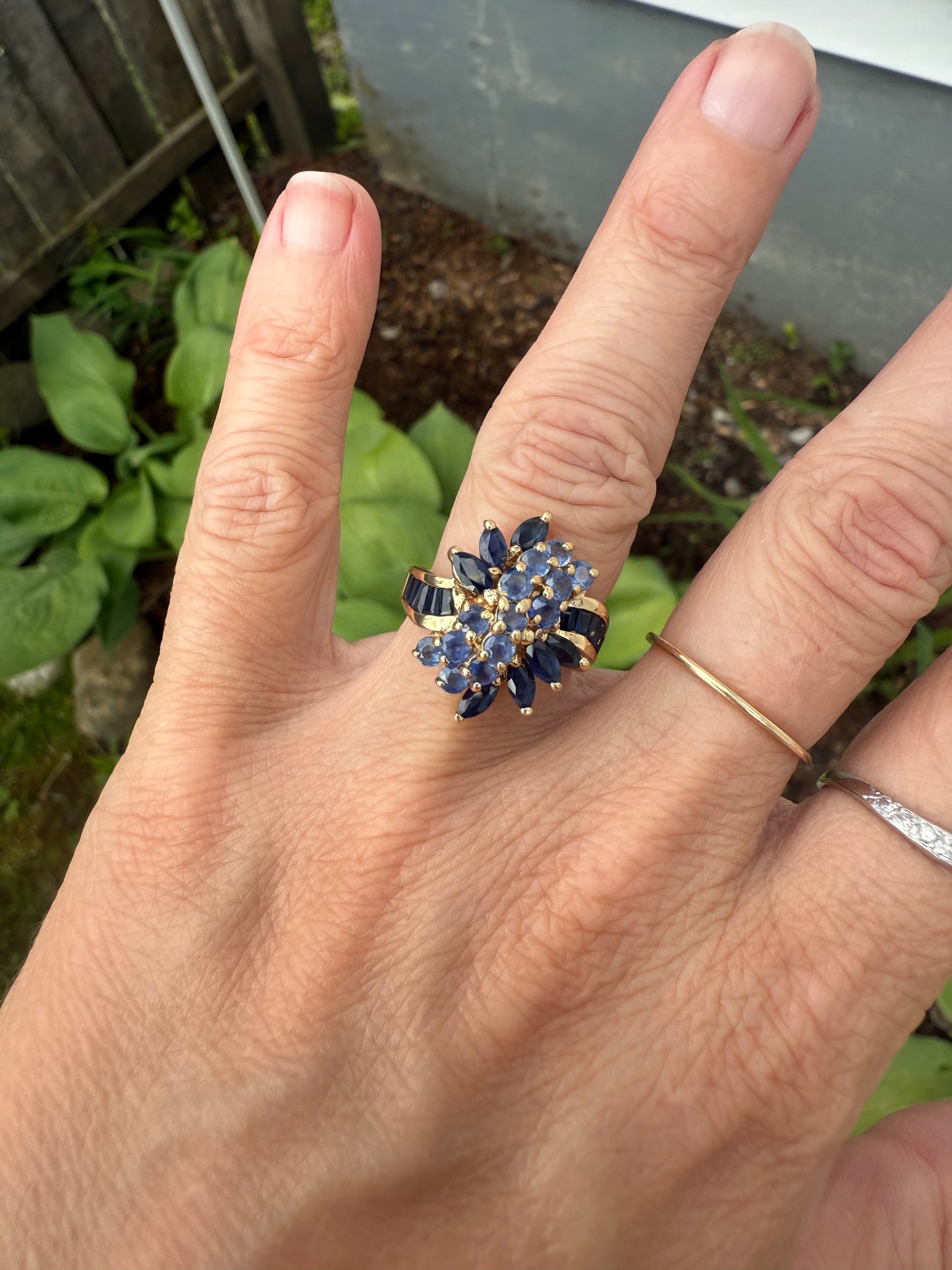 Vintage 14k Yellow Gold Tanzanite & Sapphire Ring