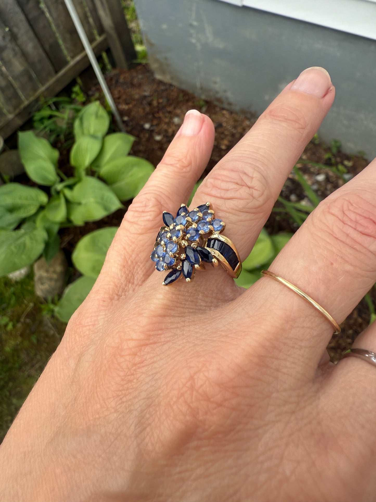 Vintage 14k Yellow Gold Tanzanite & Sapphire Ring