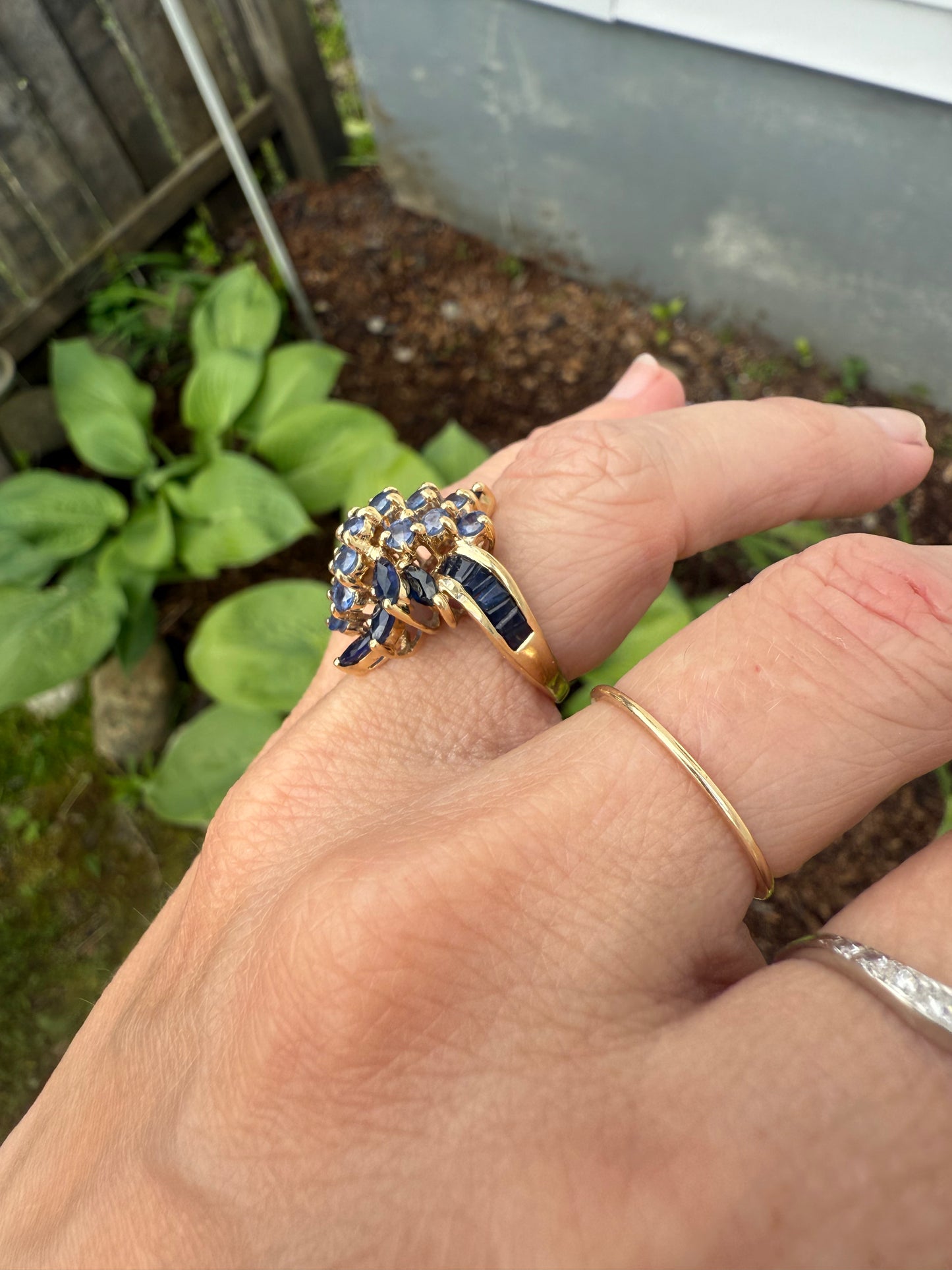 Vintage 14k Yellow Gold Tanzanite & Sapphire Ring