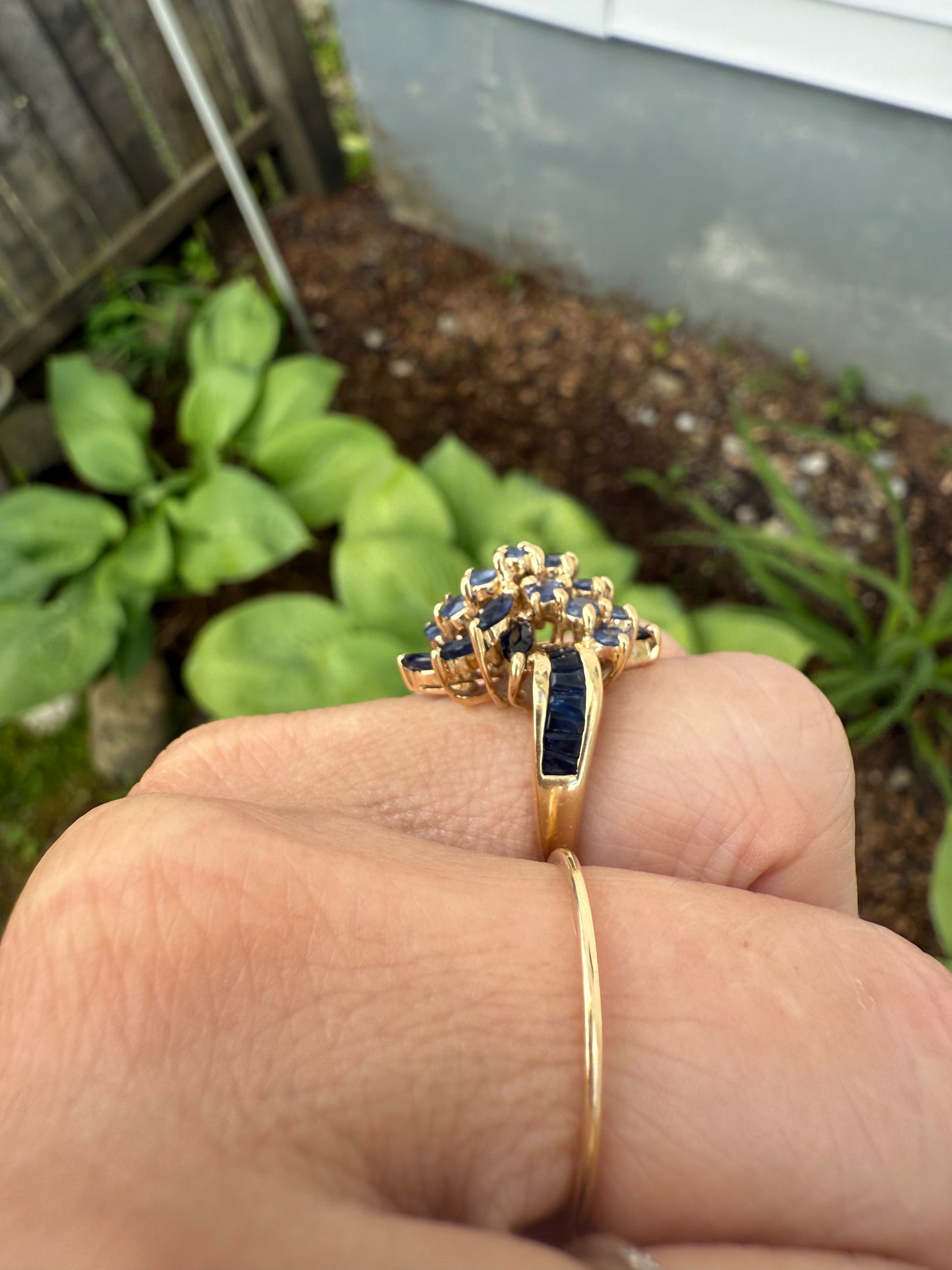 Vintage 14k Yellow Gold Tanzanite & Sapphire Ring