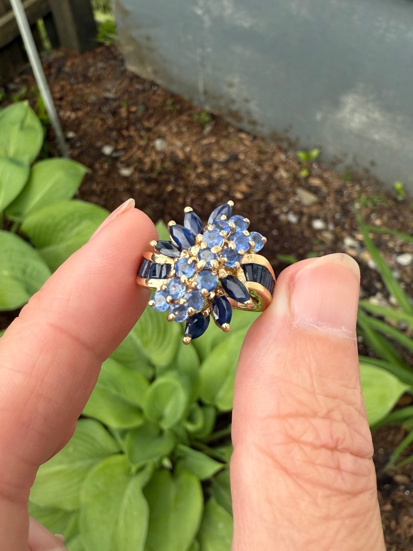 Vintage 14k Yellow Gold Tanzanite & Sapphire Ring