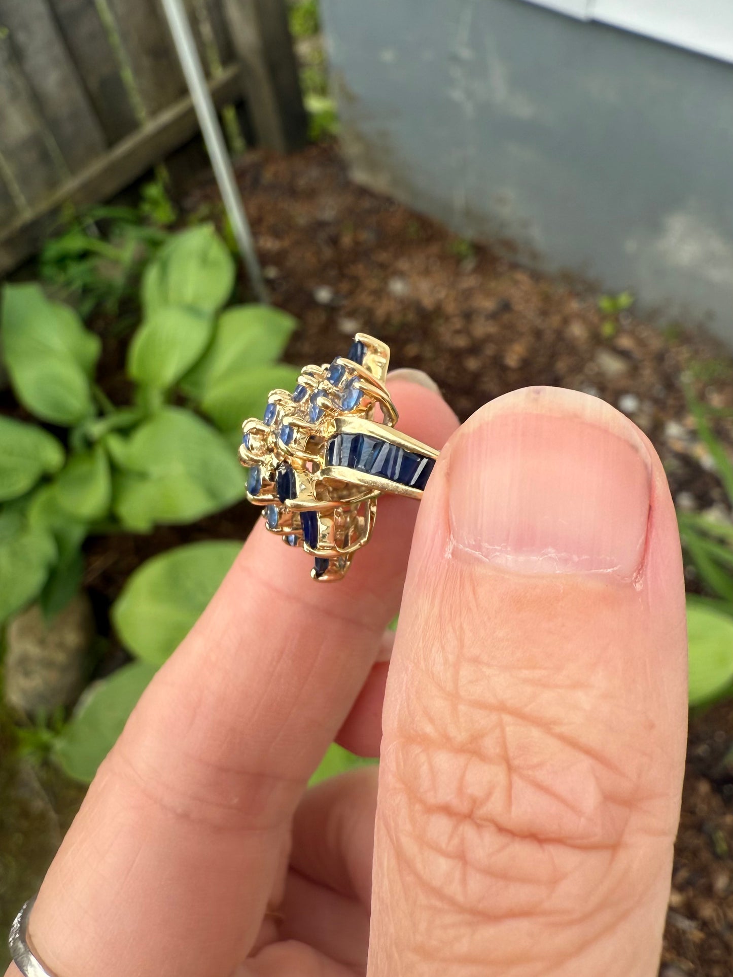 Vintage 14k Yellow Gold Tanzanite & Sapphire Ring