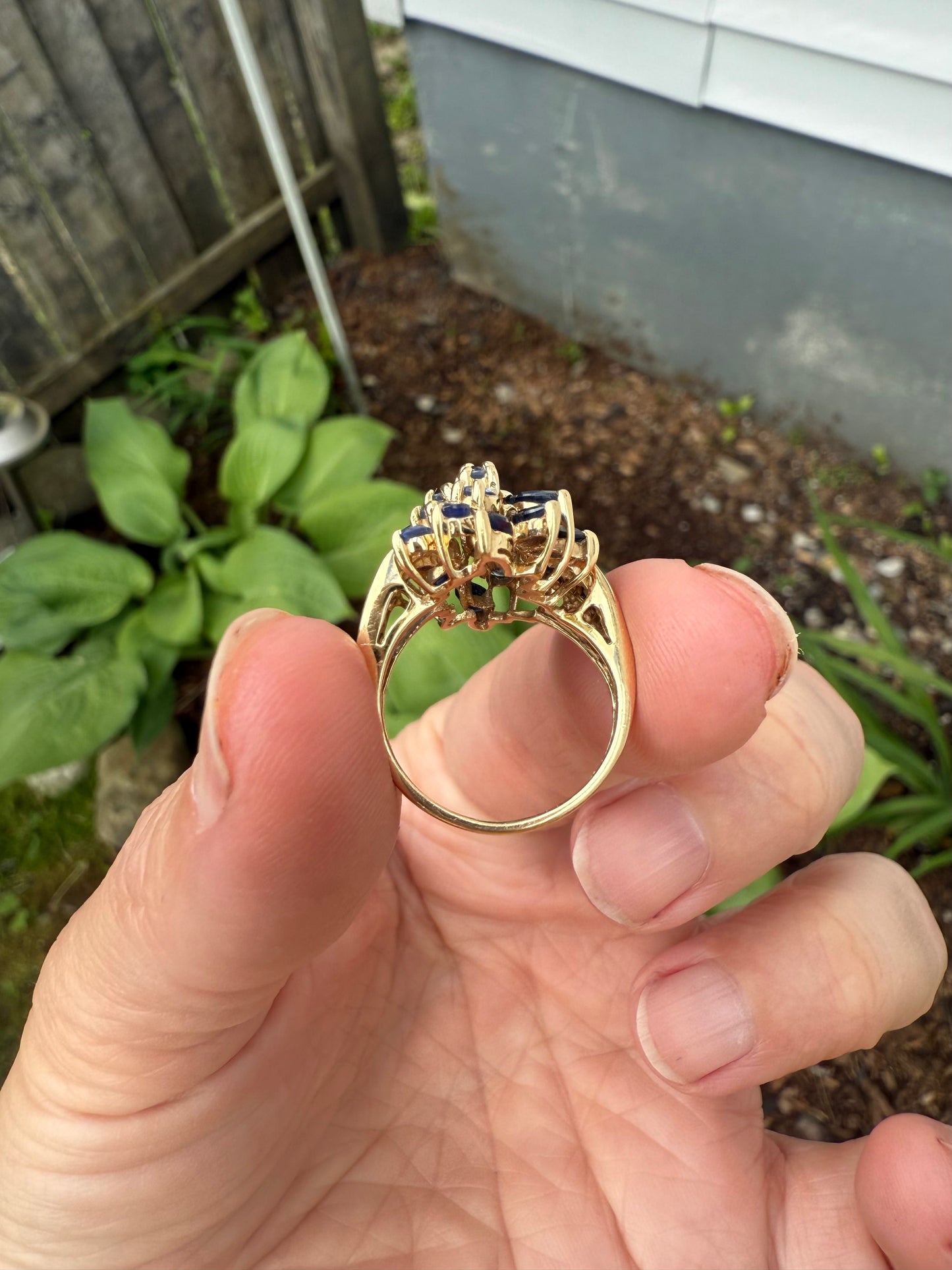 Vintage 14k Yellow Gold Tanzanite & Sapphire Ring