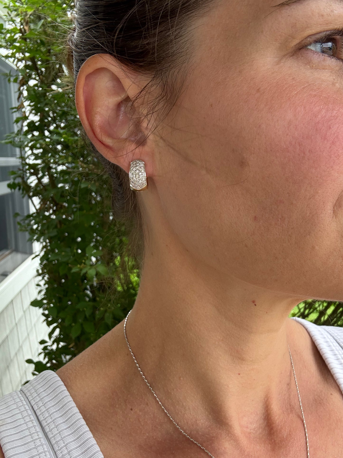 14k Yellow & White Gold Diamond Huggies