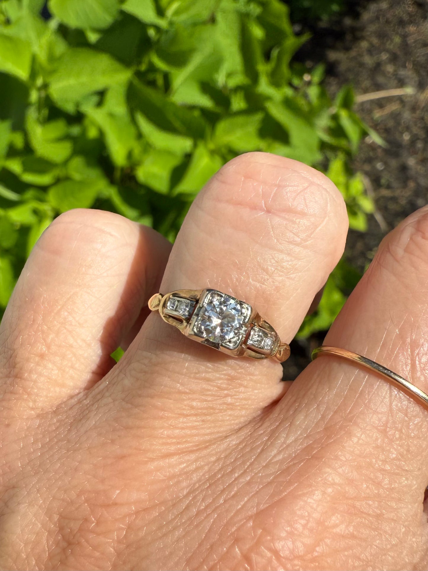 1936 14k Yelow & White Gold Engagement Ring