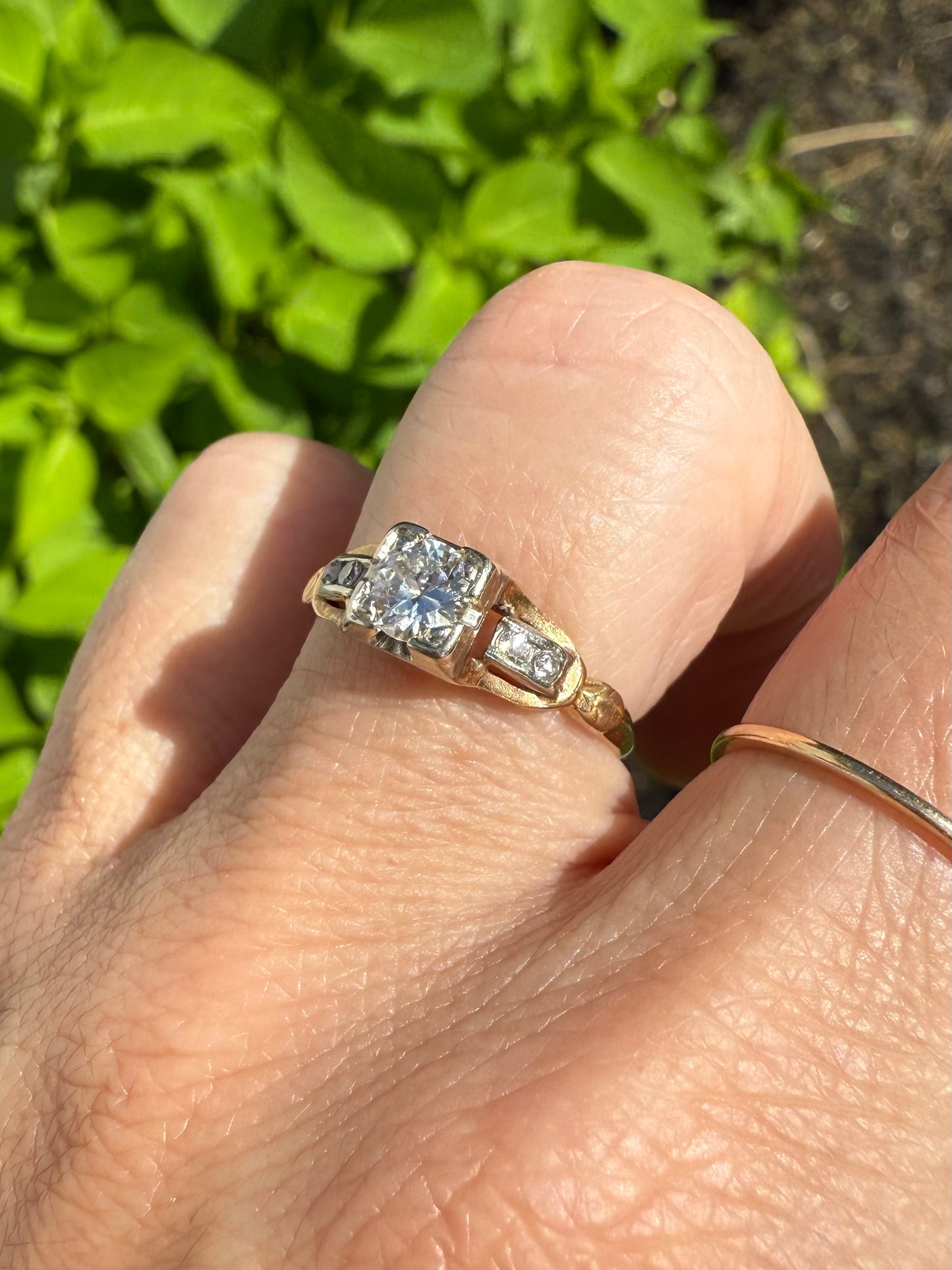 1936 14k Yelow & White Gold Engagement Ring