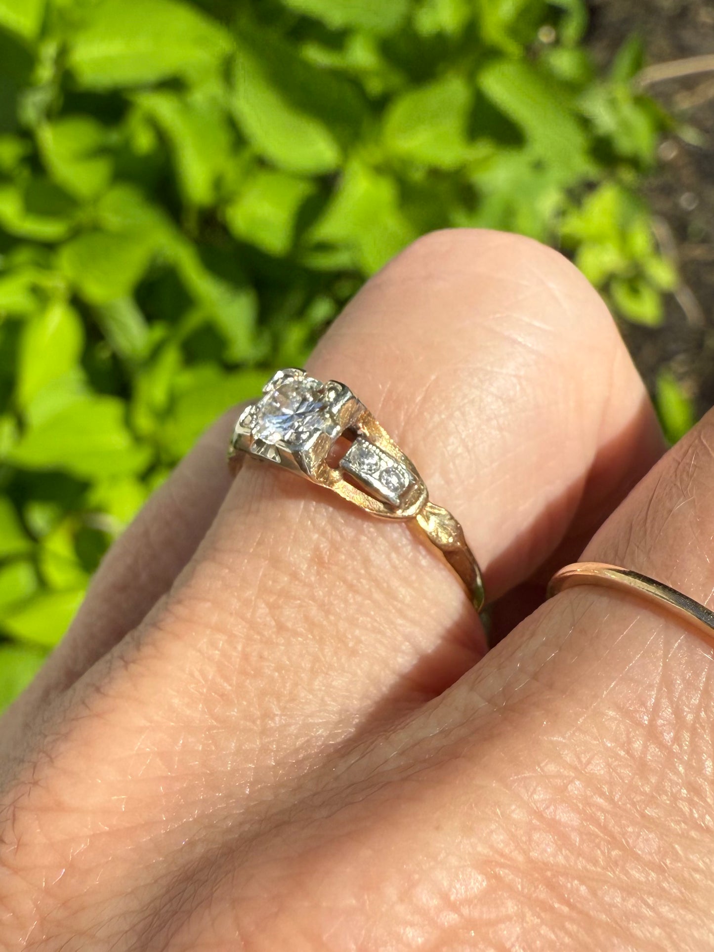 1936 14k Yelow & White Gold Engagement Ring