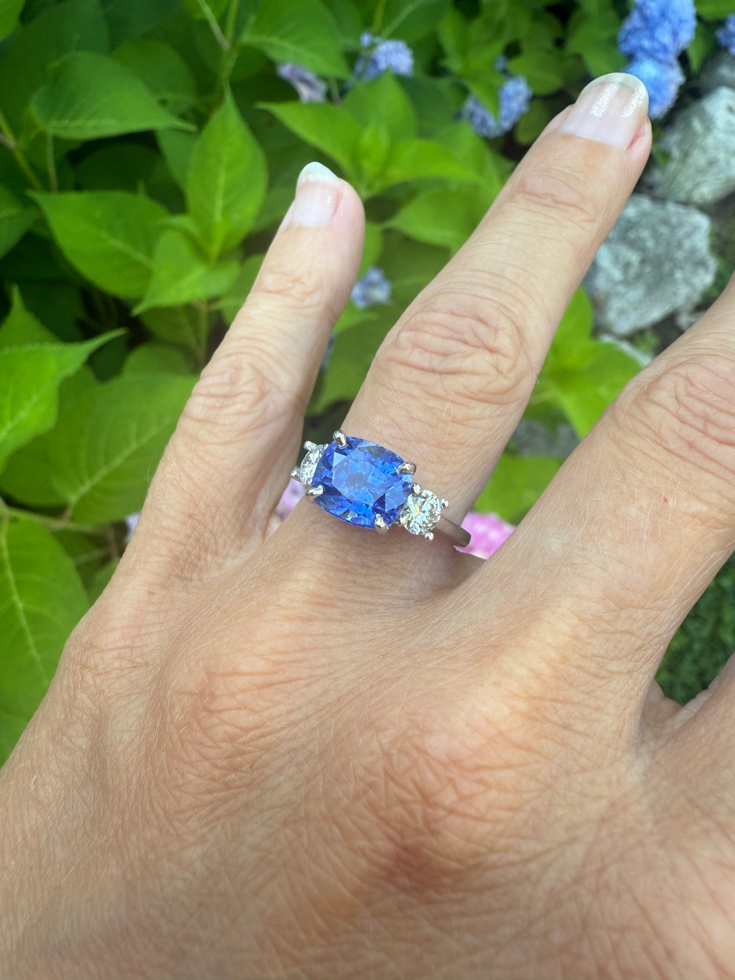 14k White Gold Sapphire and Diamond Ring