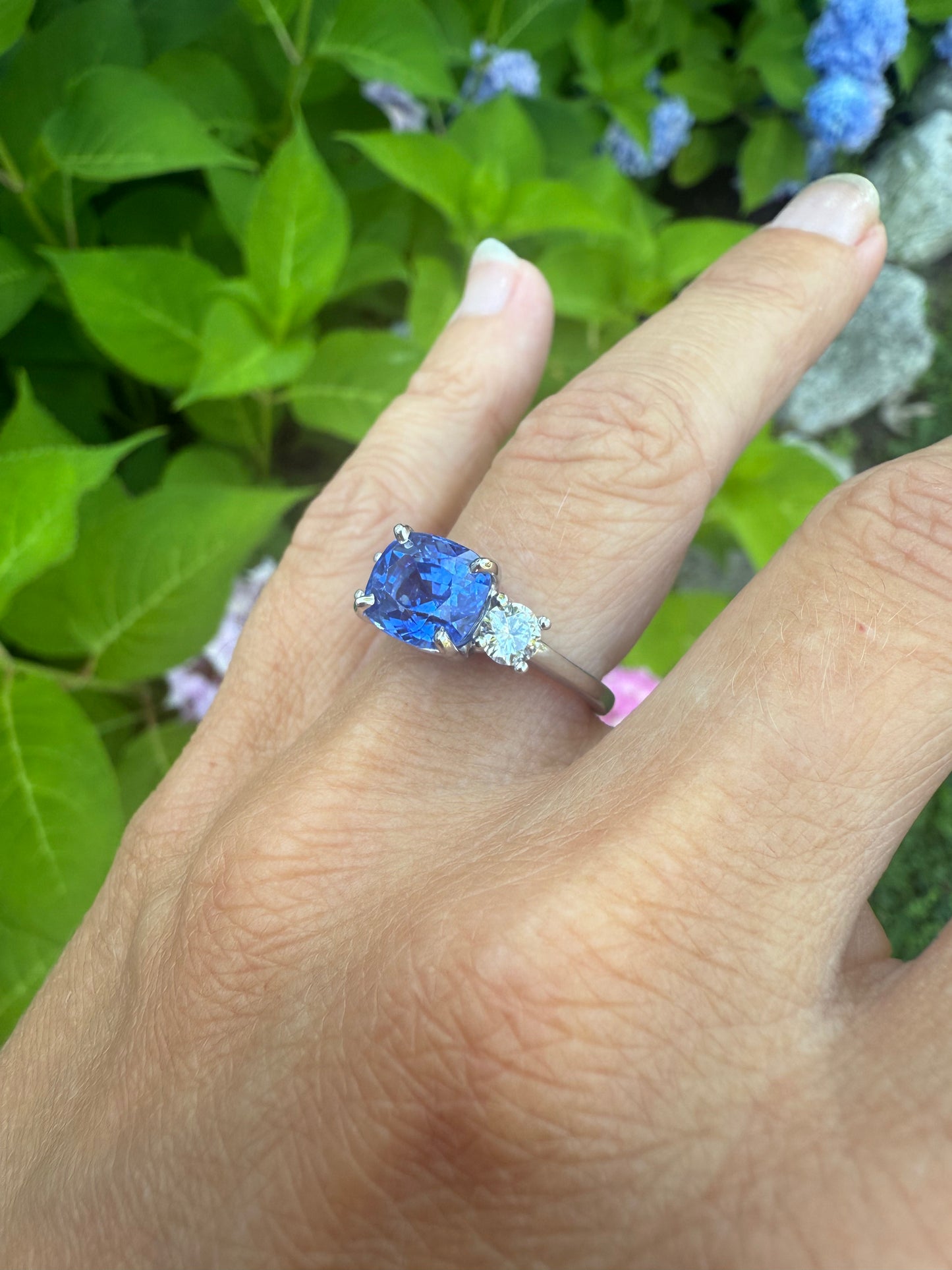 14k White Gold Sapphire and Diamond Ring
