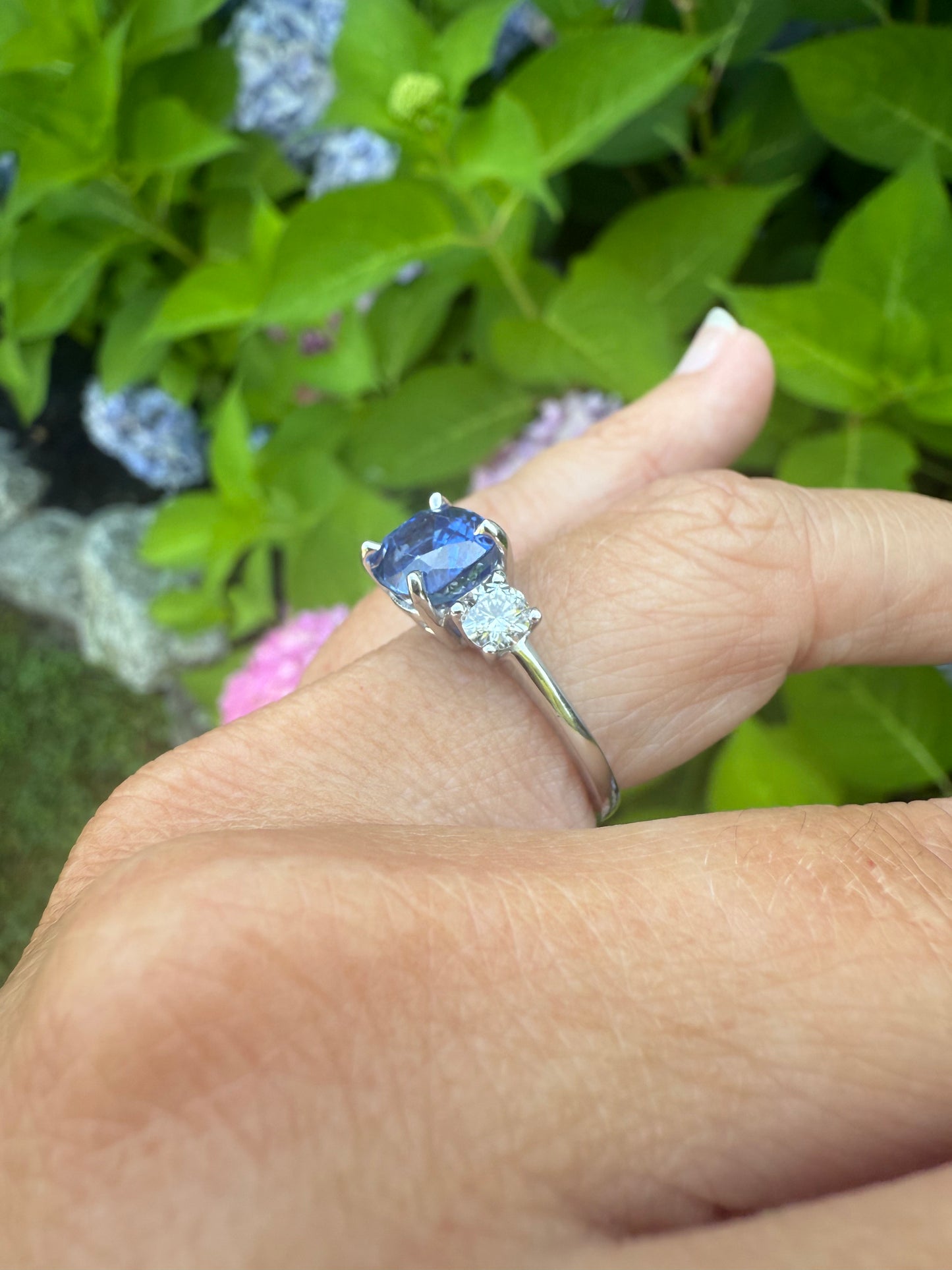 14k White Gold Sapphire and Diamond Ring