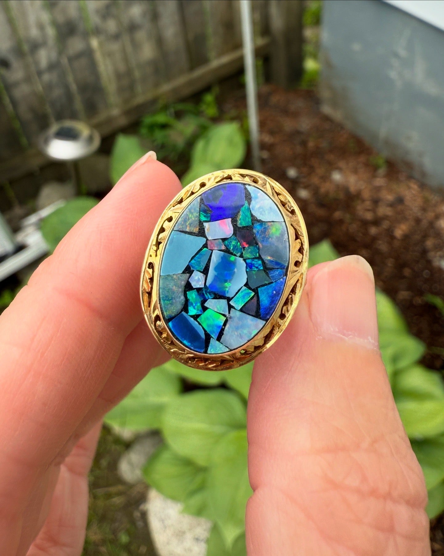 Vintage 14k Yellow Gold Opal Ring