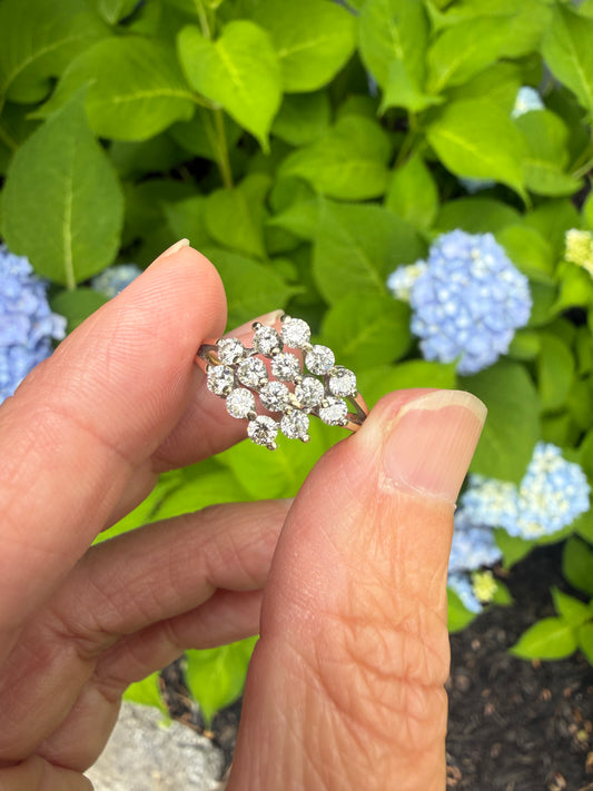 Honeycomb Diamond Cluster Ring