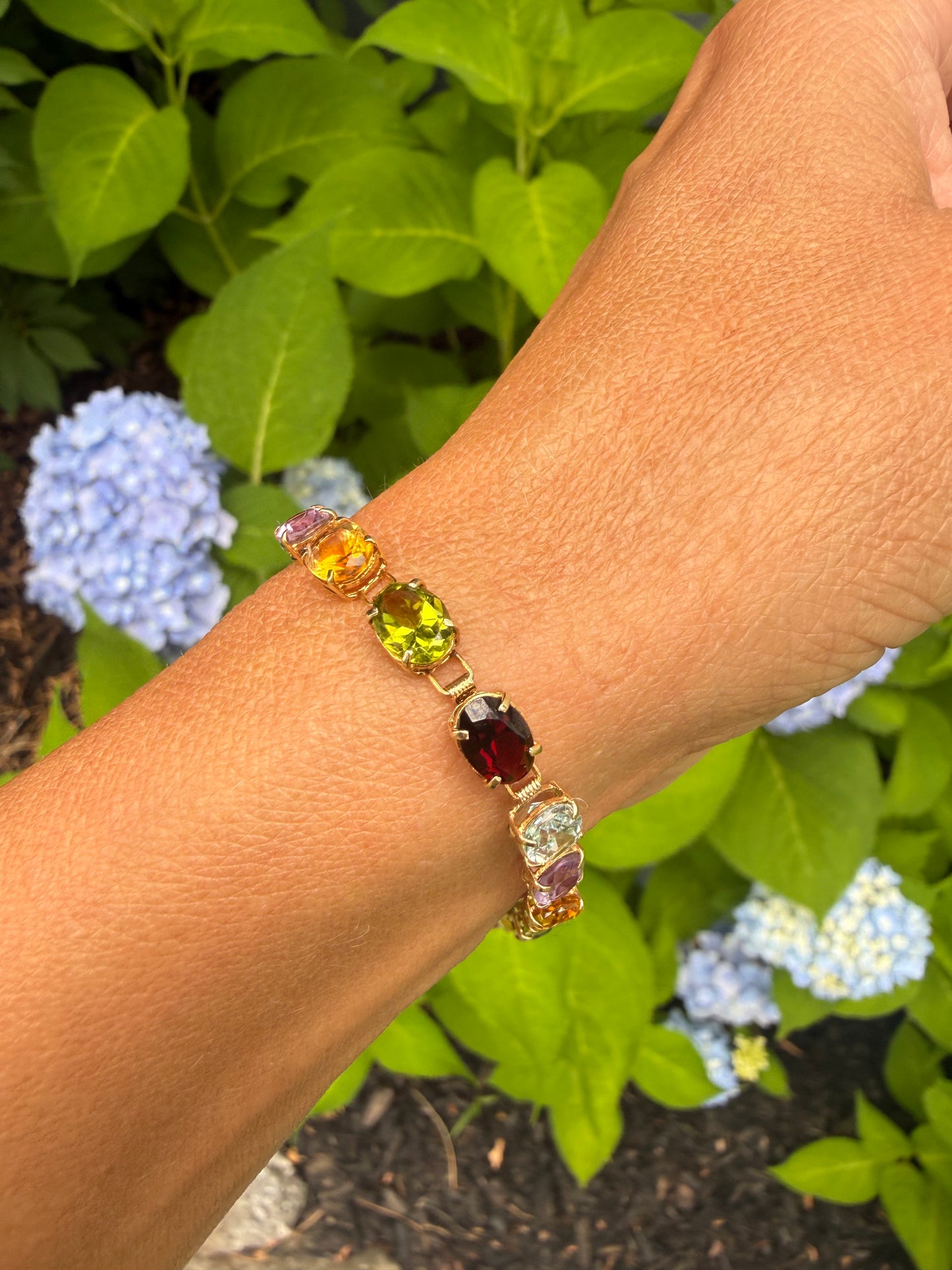 Vintage 14k Yellow Gold Multi-Stone Braclet