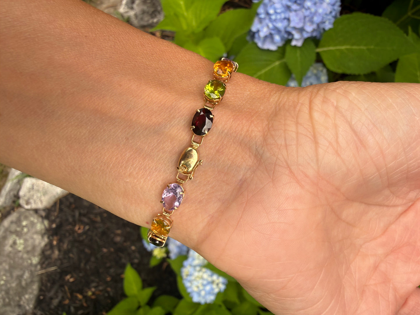 Vintage 14k Yellow Gold Multi-Stone Braclet