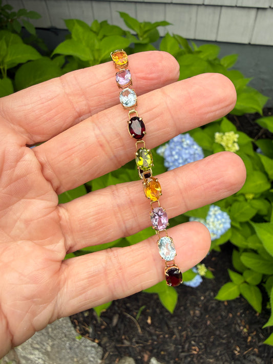 Vintage 14k Yellow Gold Multi-Stone Braclet
