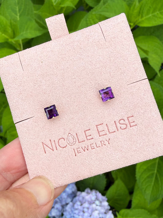 Vintage Amethyst Stud Earrings