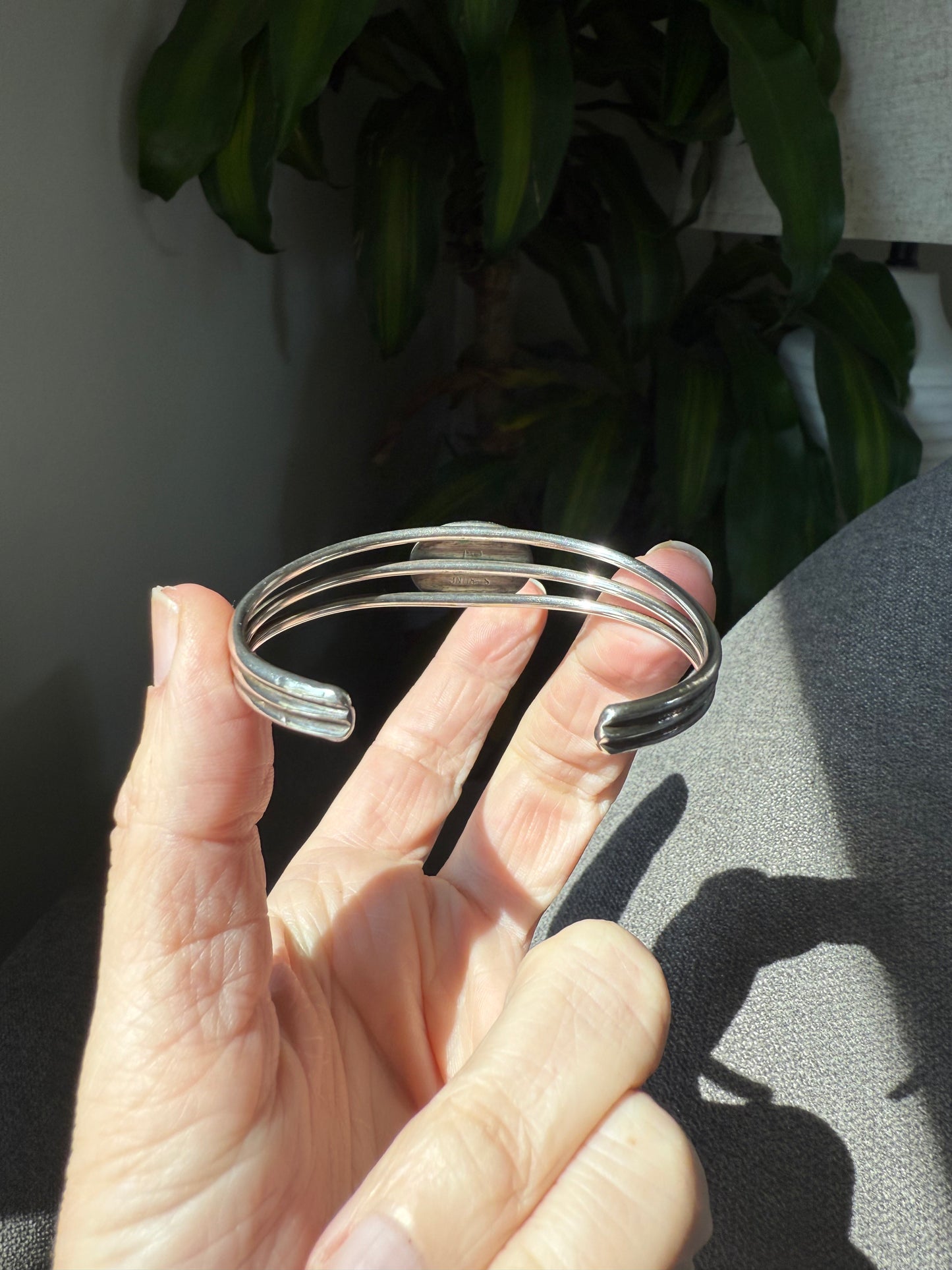 Vintage Sterling Silver Carnelian Bangle Bracelet