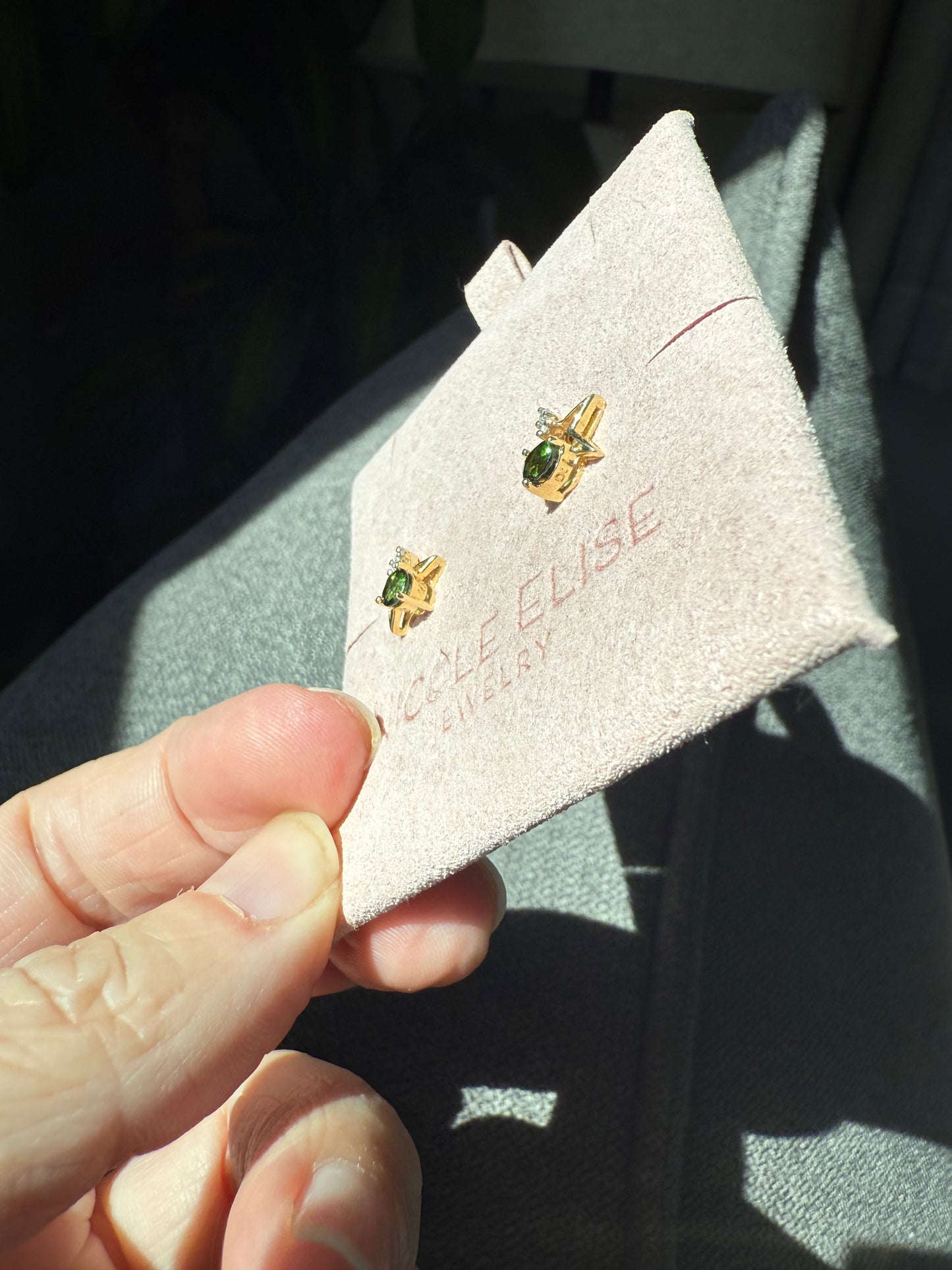 Vintage 14k Yellow Gold Tourmaline & Diamond Star Earrings