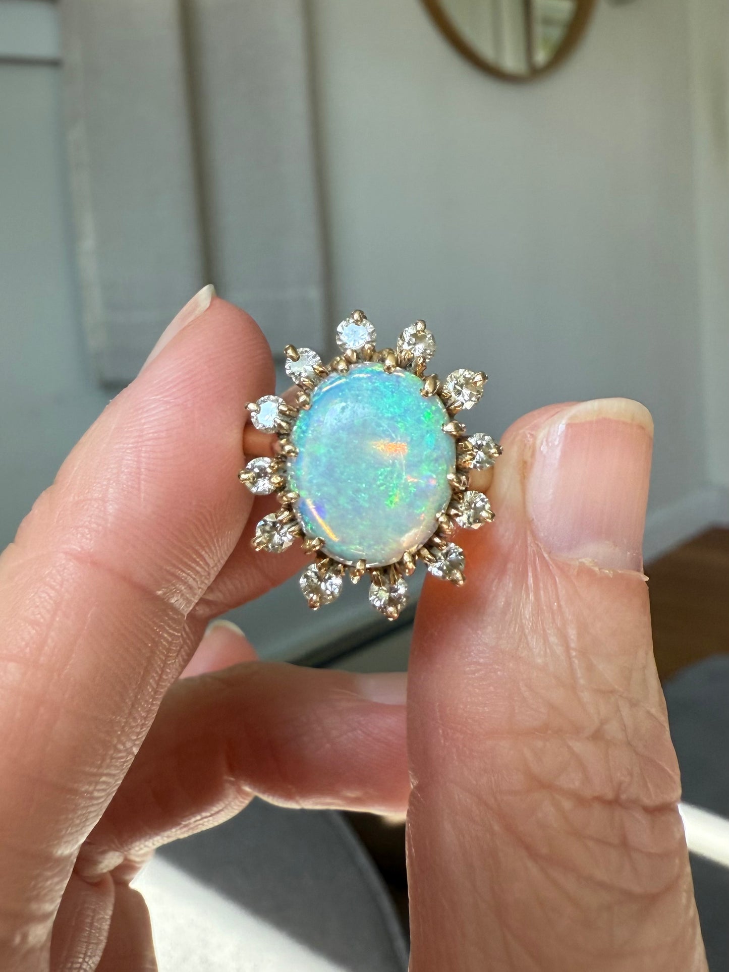 Vintage 1960s Opal & Diamond Ring