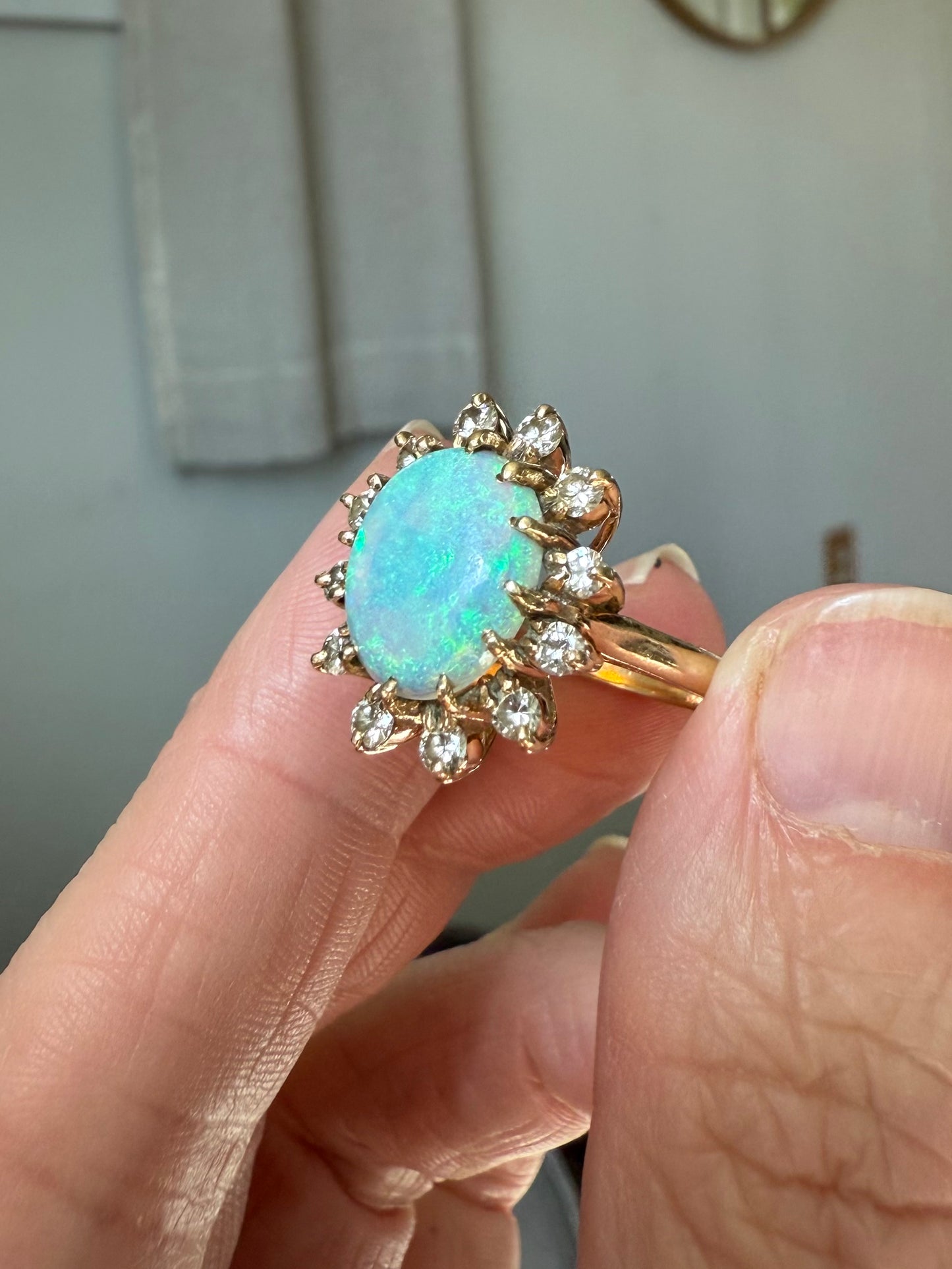 Vintage 1960s Opal & Diamond Ring