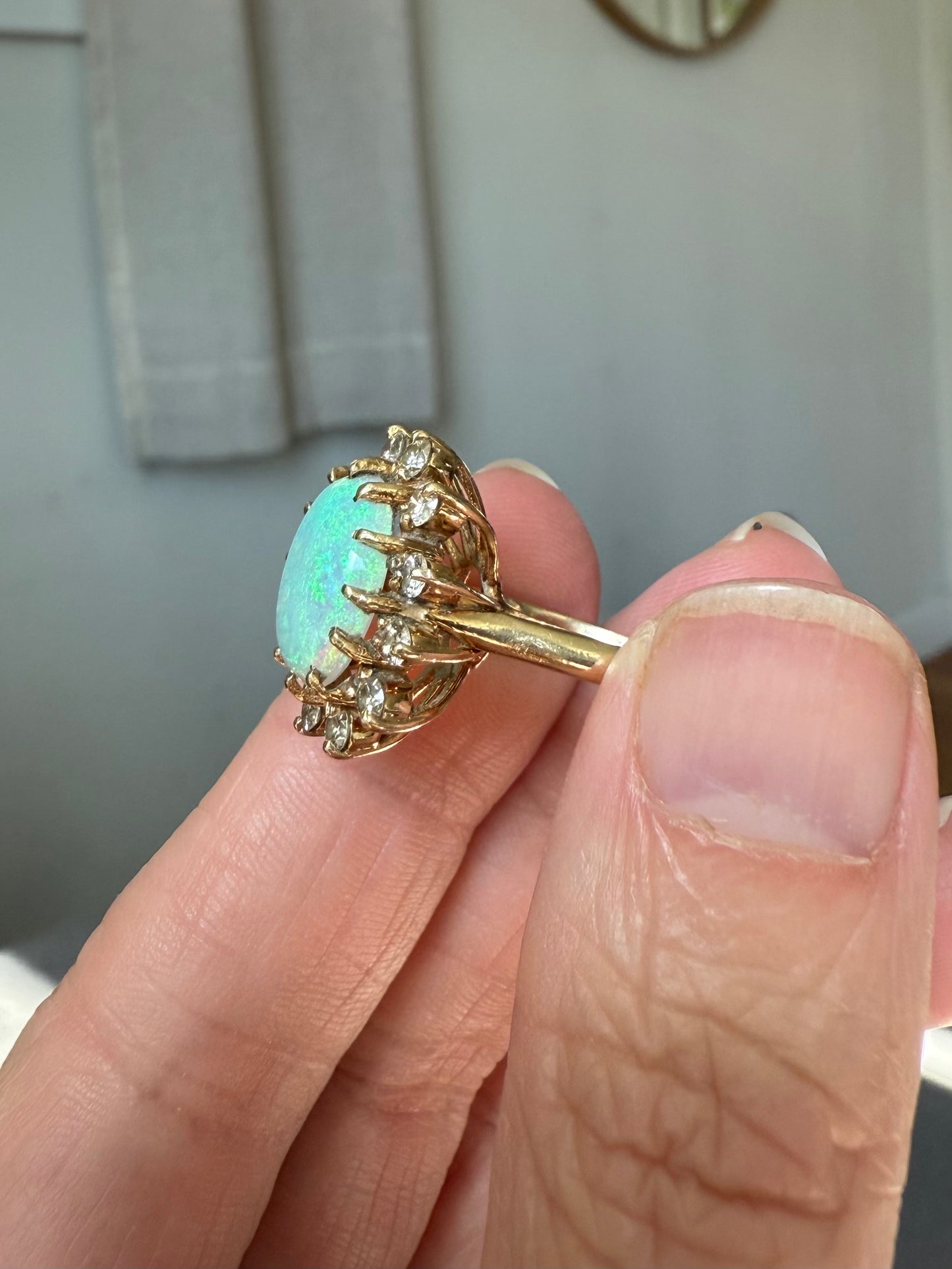 Vintage 1960s Opal & Diamond Ring