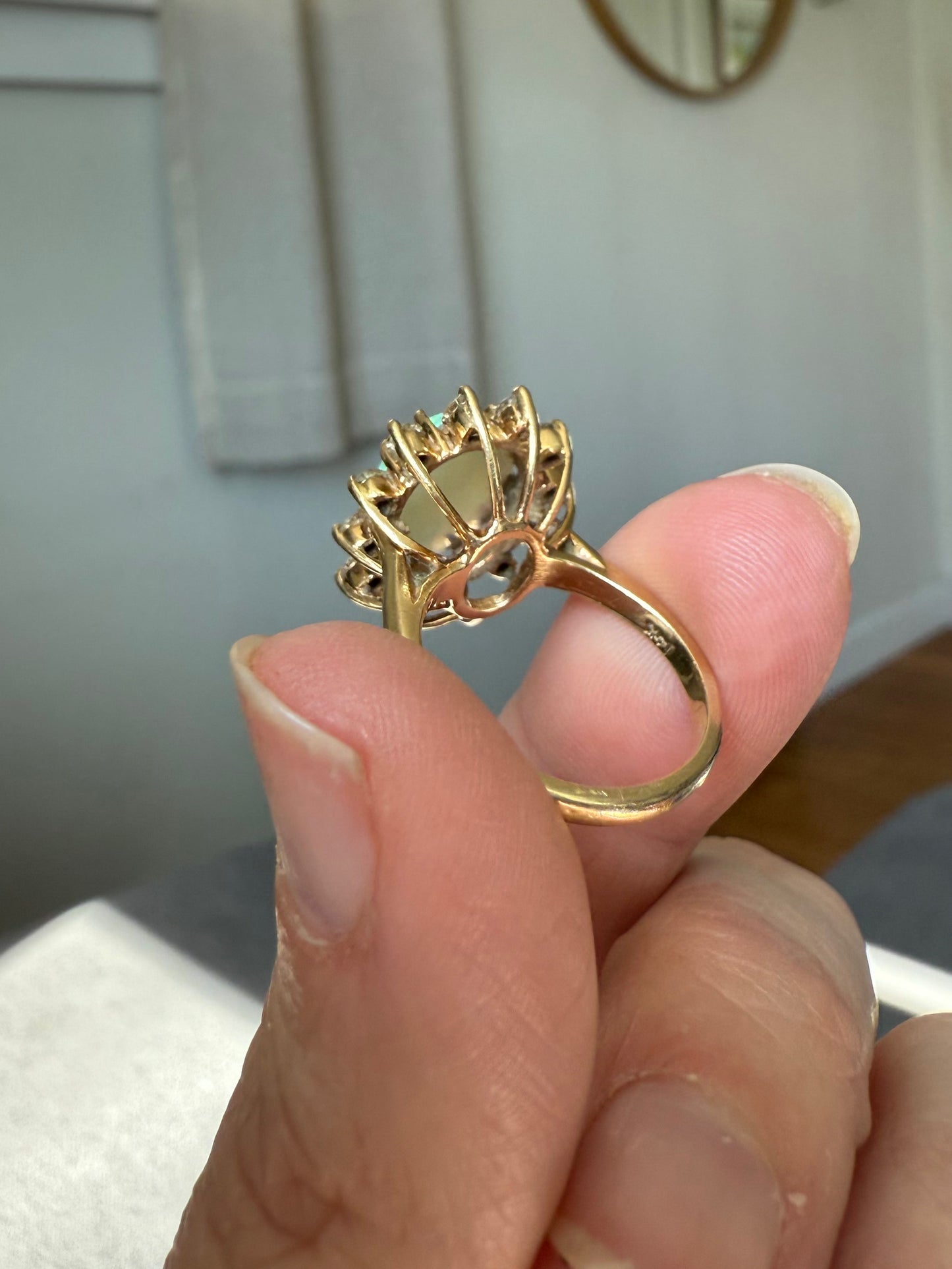 Vintage 1960s Opal & Diamond Ring