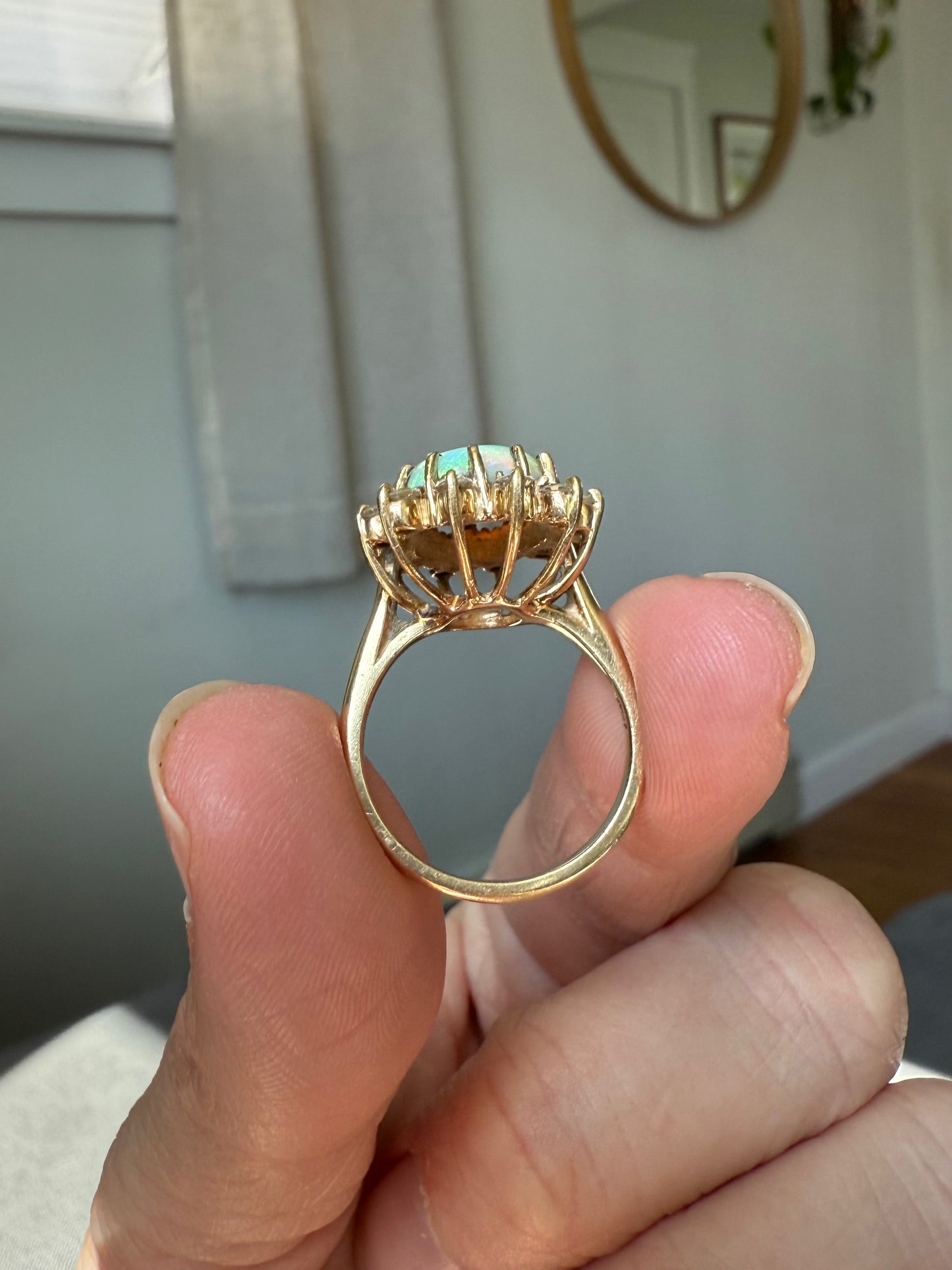 Vintage 1960s Opal & Diamond Ring