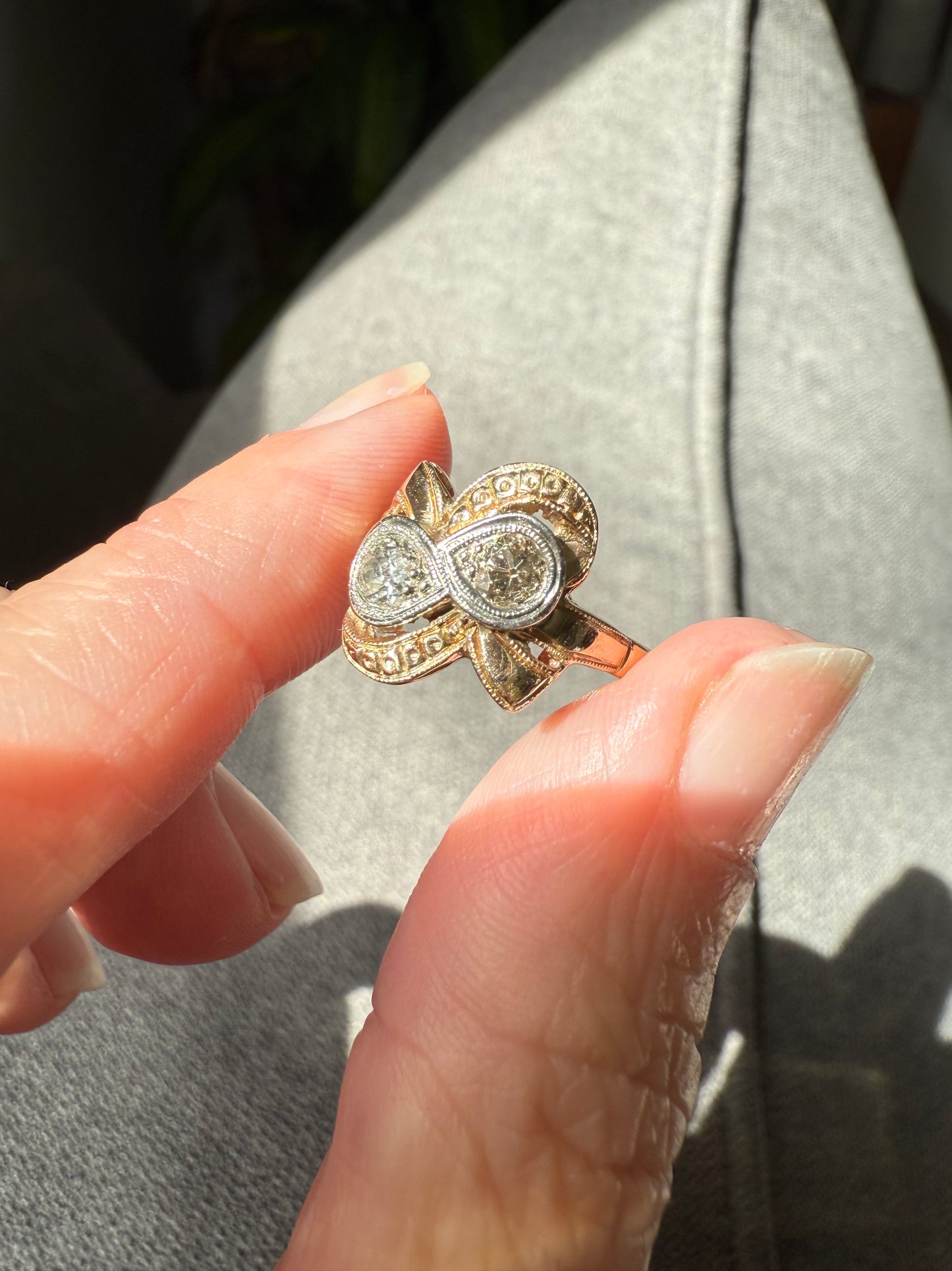 Vintage 14k Yellow and White Gold Diamond Ring