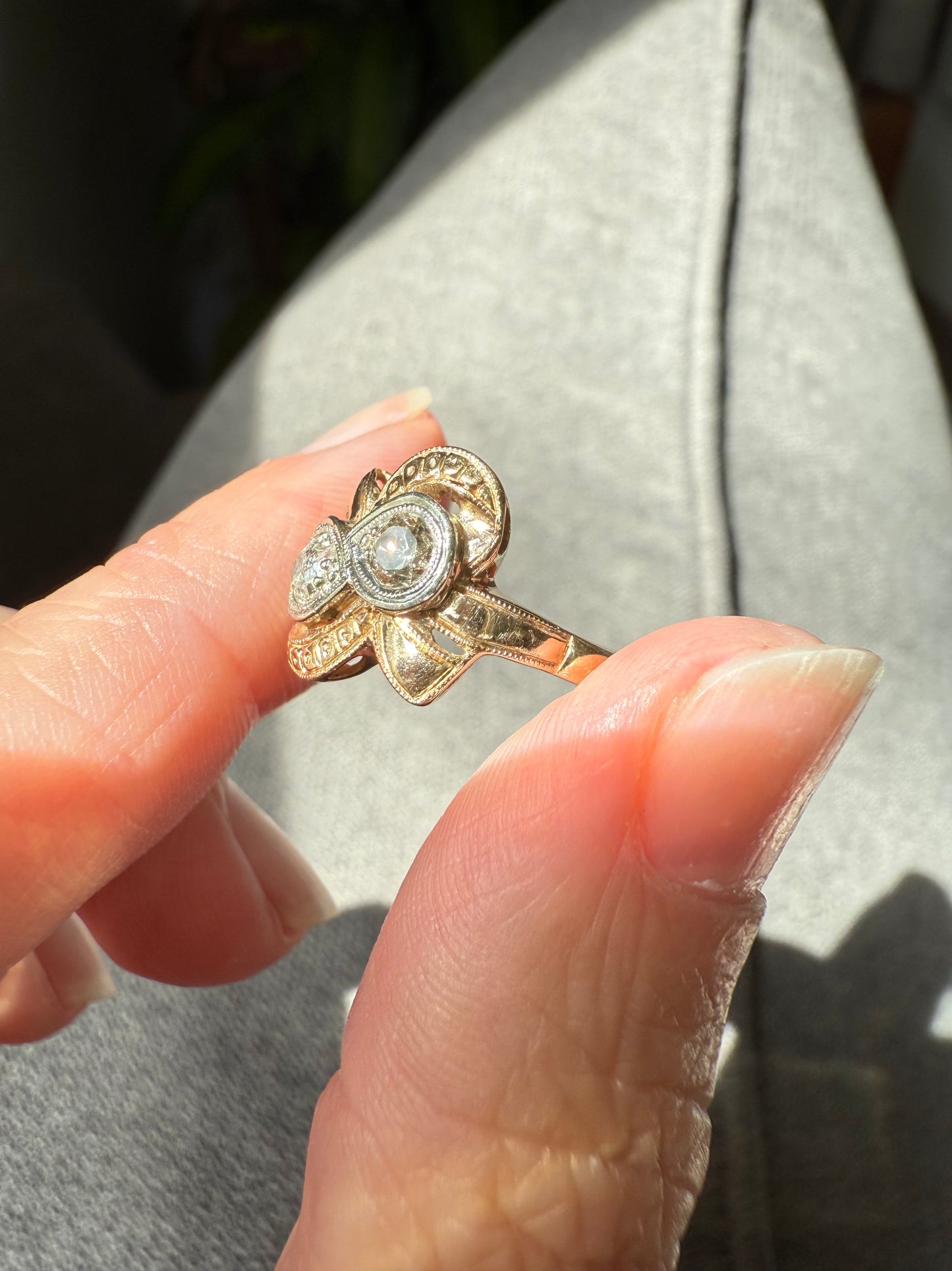 Vintage 14k Yellow and White Gold Diamond Ring