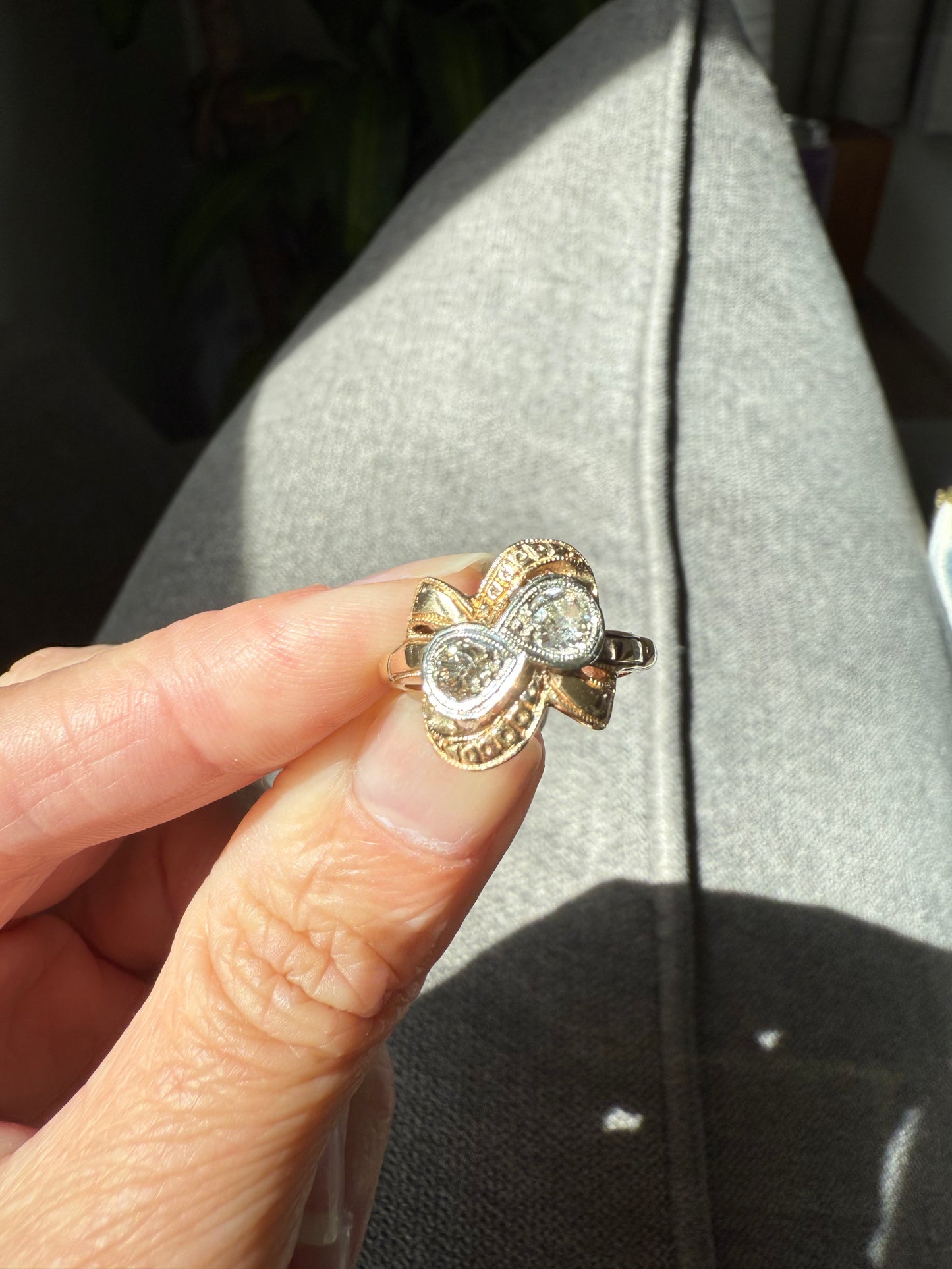 Vintage 14k Yellow and White Gold Diamond Ring