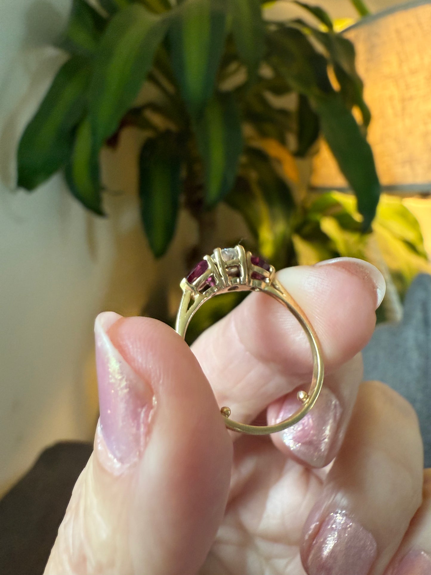 14k Yellow Gold Vintage Diamond and Ruby Engagement Ring