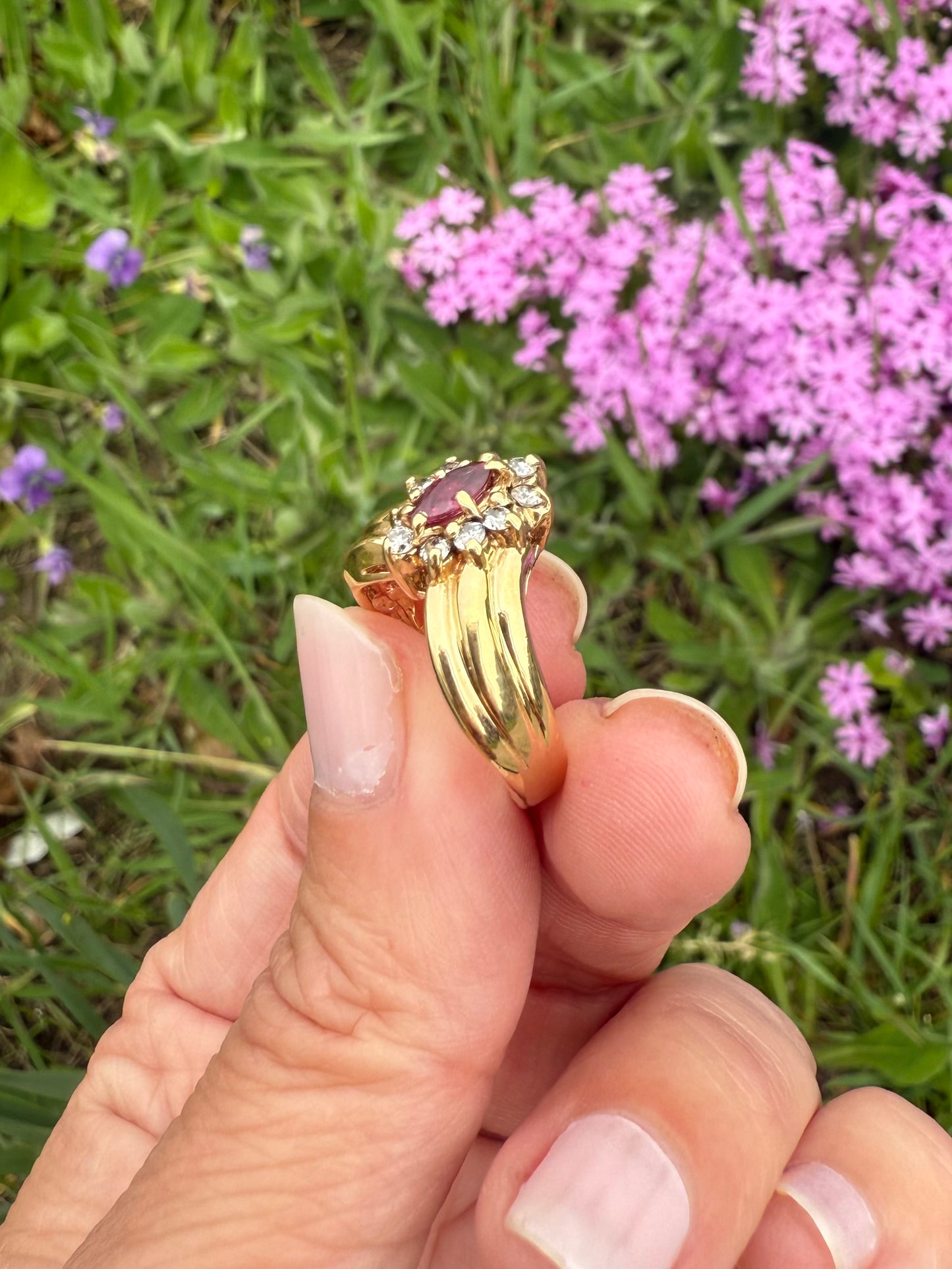 Vintage 14k Yellow Gold Ruby and Diamond Ring