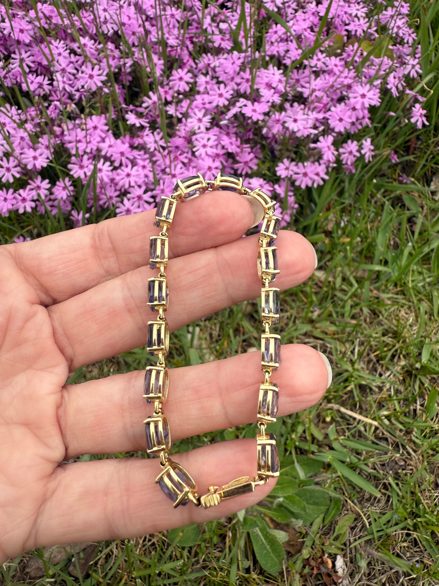 Vintage 14k Yellow Gold Tanzanite Bracelet