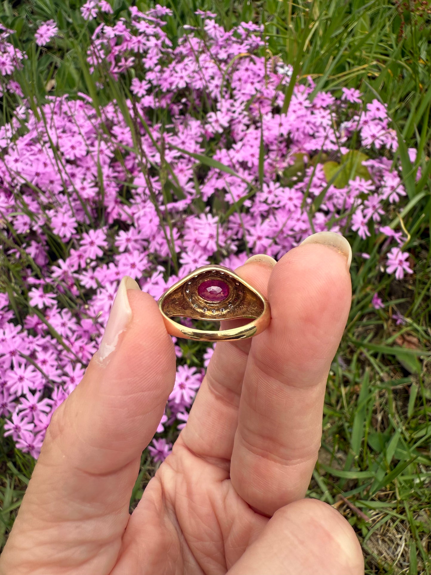 Vintage 14k Yellow Gold Ruby and Diamond Ring