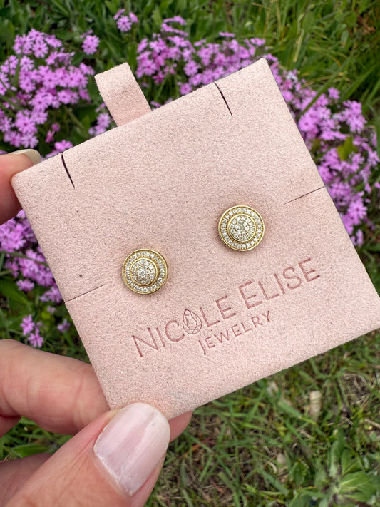 Vintage 14k Yellow Gold Diamond Earrings