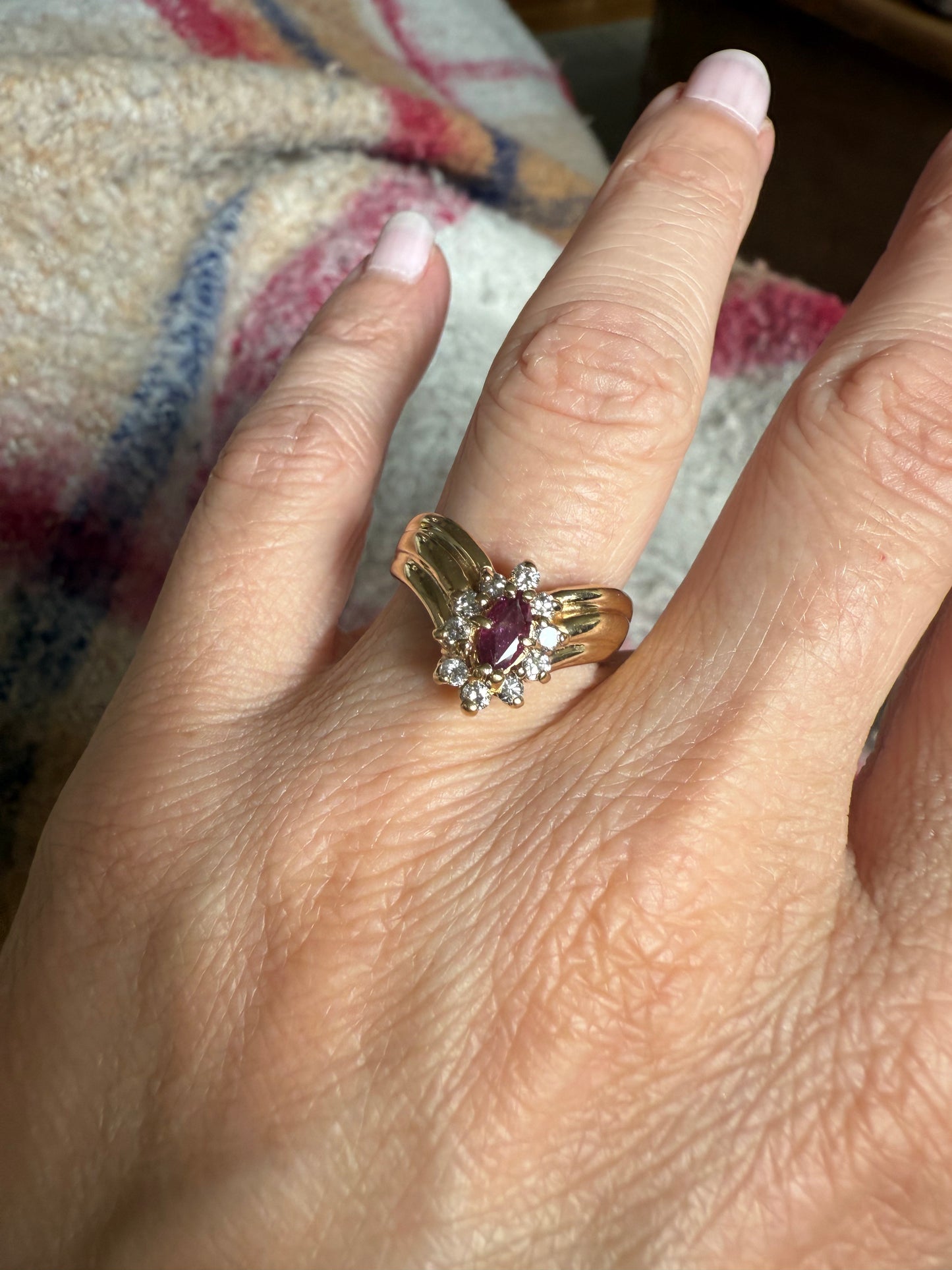 Vintage 14k Yellow Gold Ruby and Diamond Ring