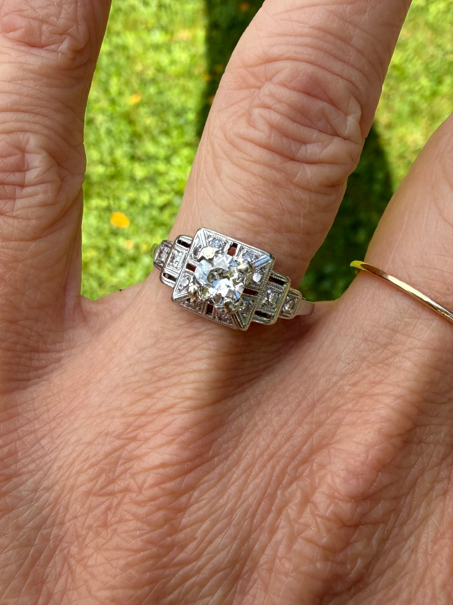 Platinum Art Deco Old European Cut Diamond RIng