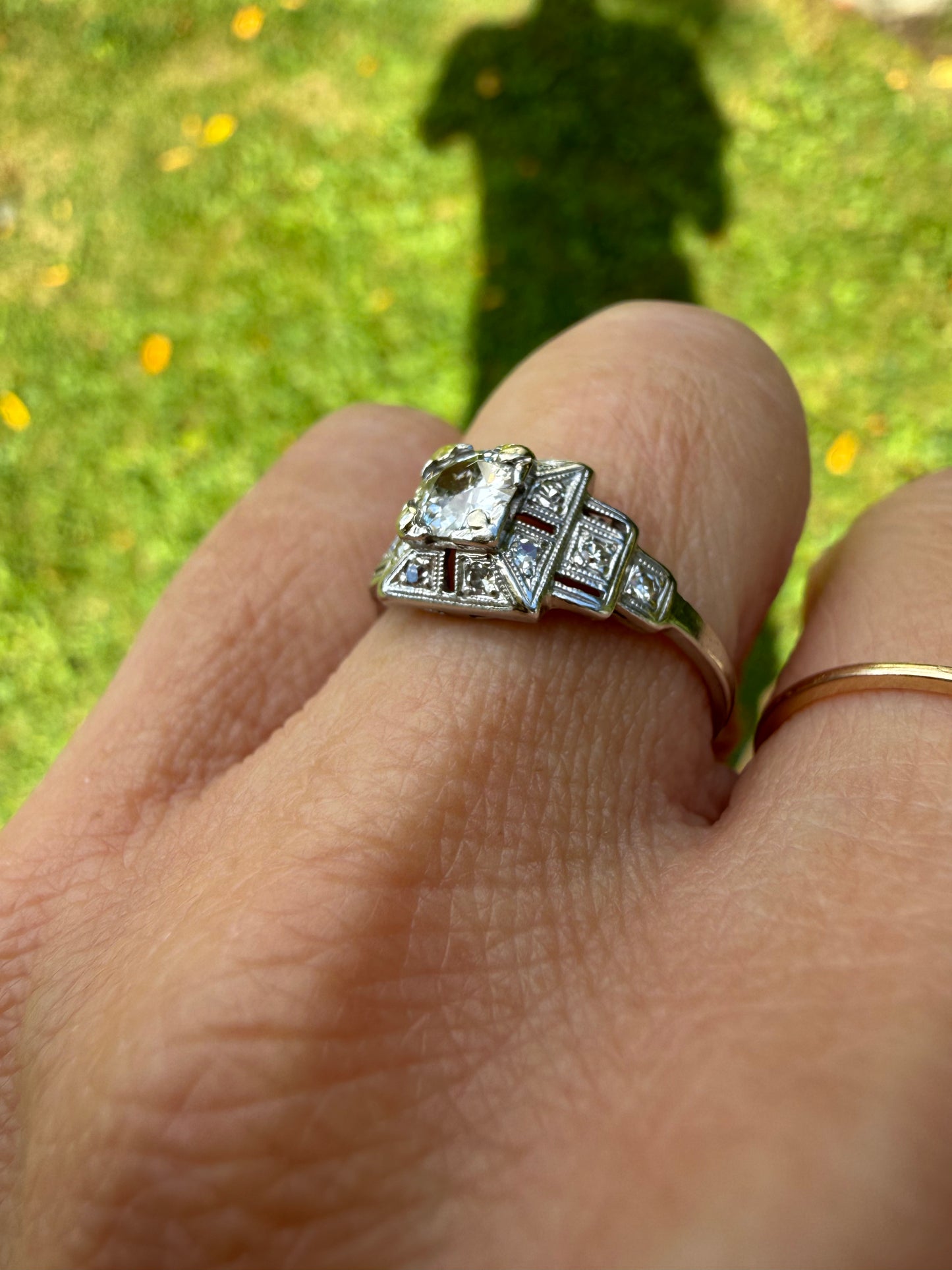 Platinum Art Deco Old European Cut Diamond RIng