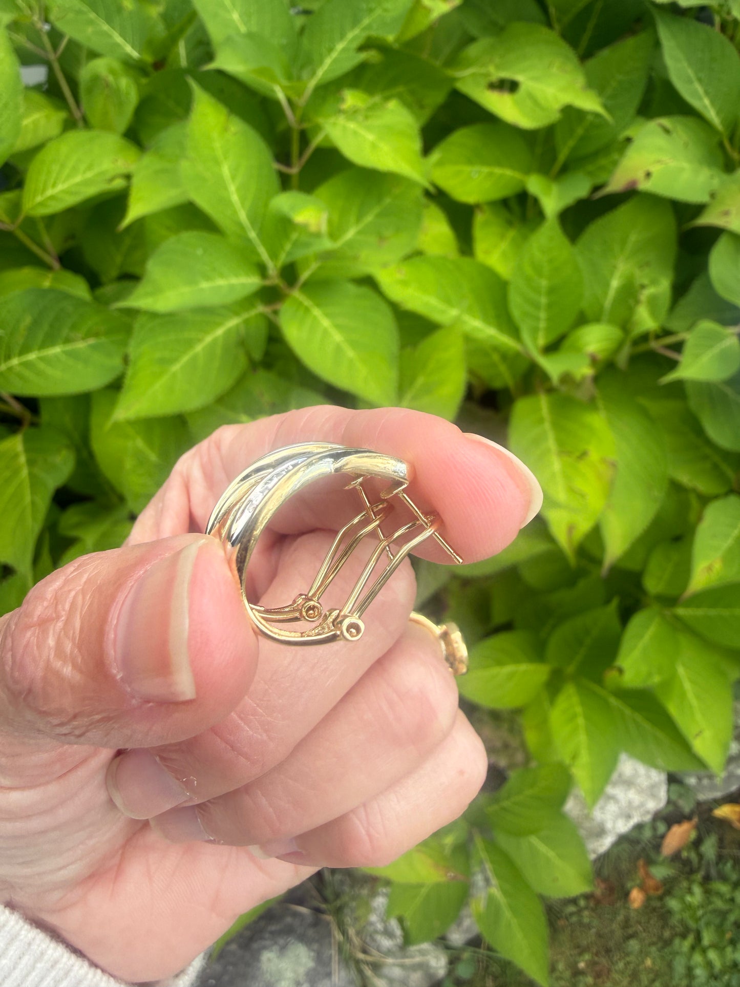 Vintage 14k Two-Toned Diamond Hoops