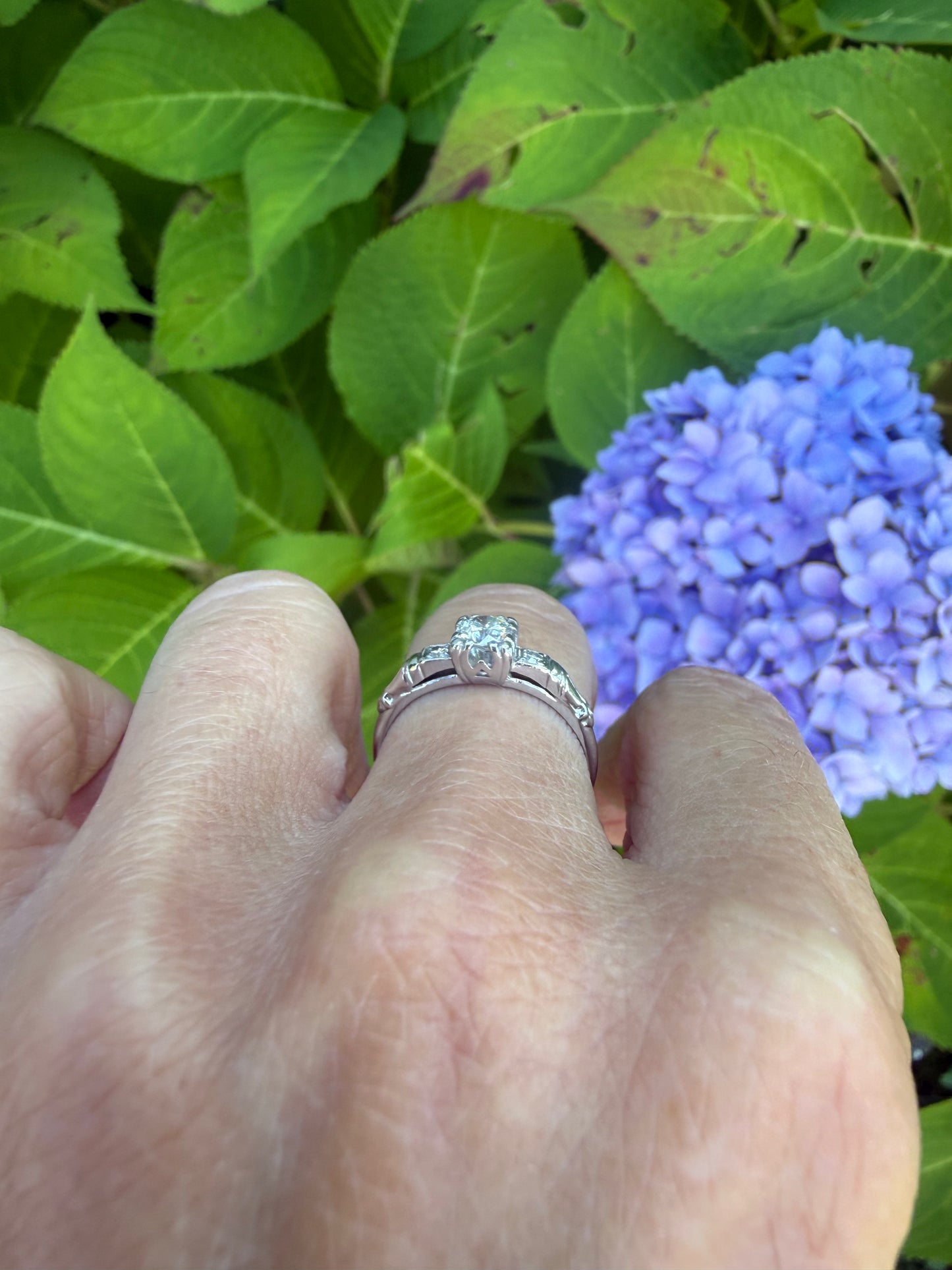 1940s Platinum Old European Cut Diamond Ring