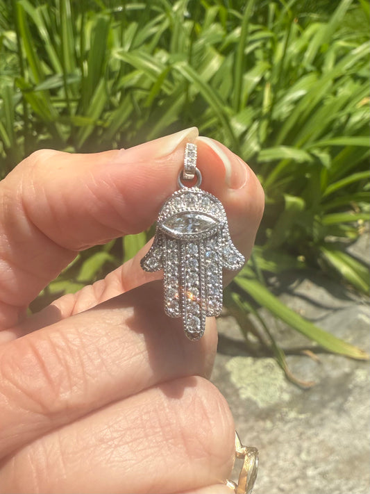 Vintage Platinum Diamond Hamsa Pendant