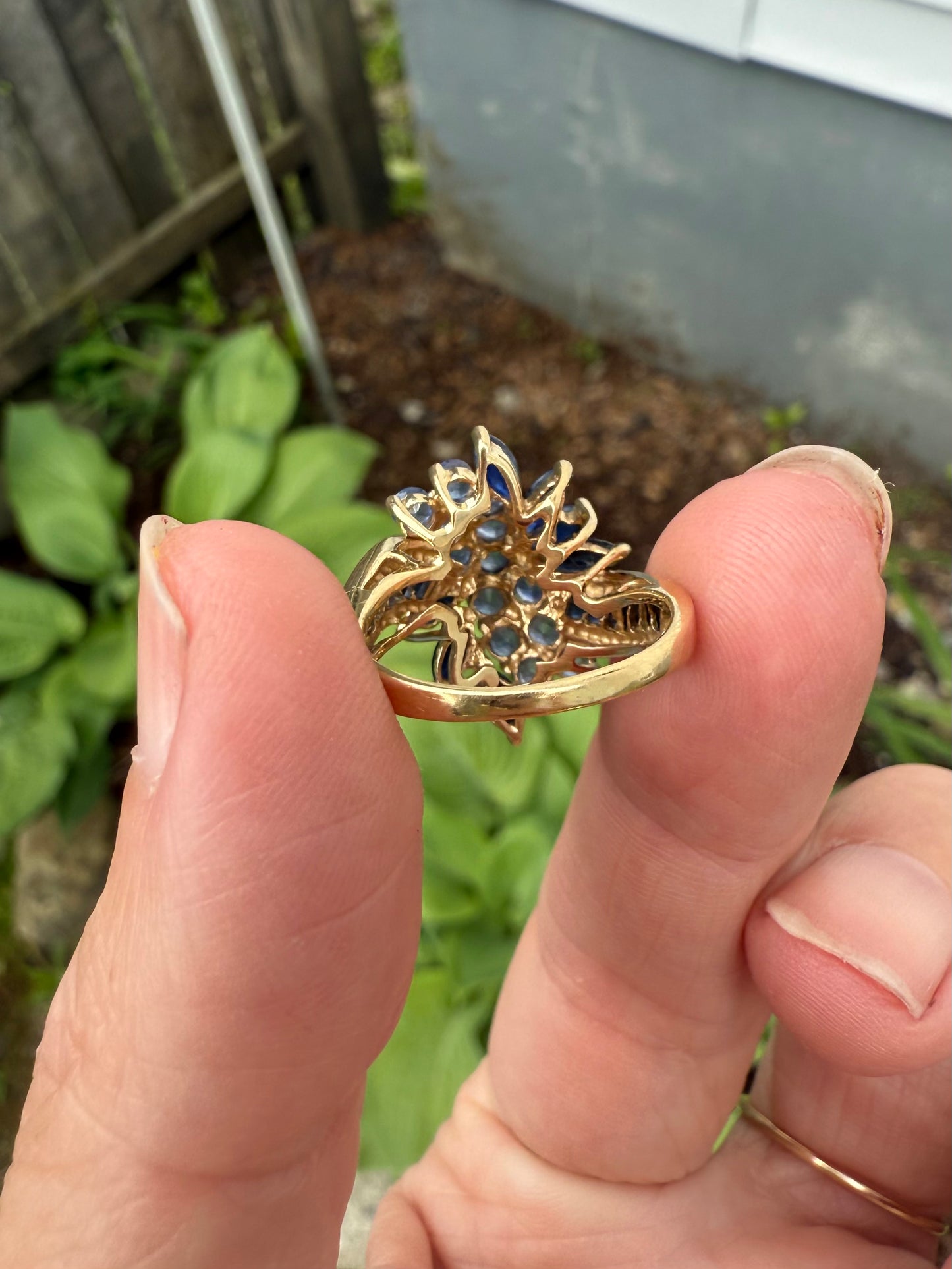Vintage 14k Yellow Gold Tanzanite & Sapphire Ring