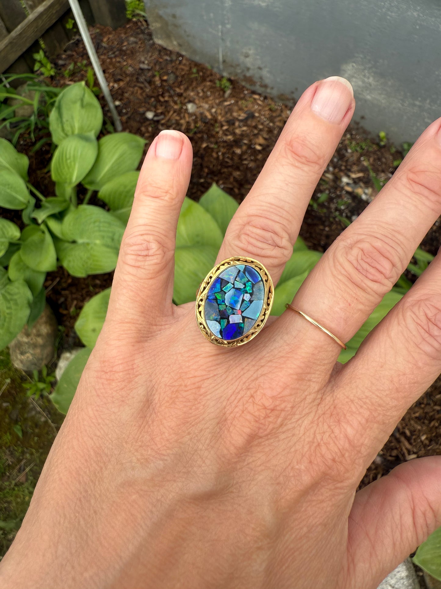 Vintage 14k Yellow Gold Opal Ring