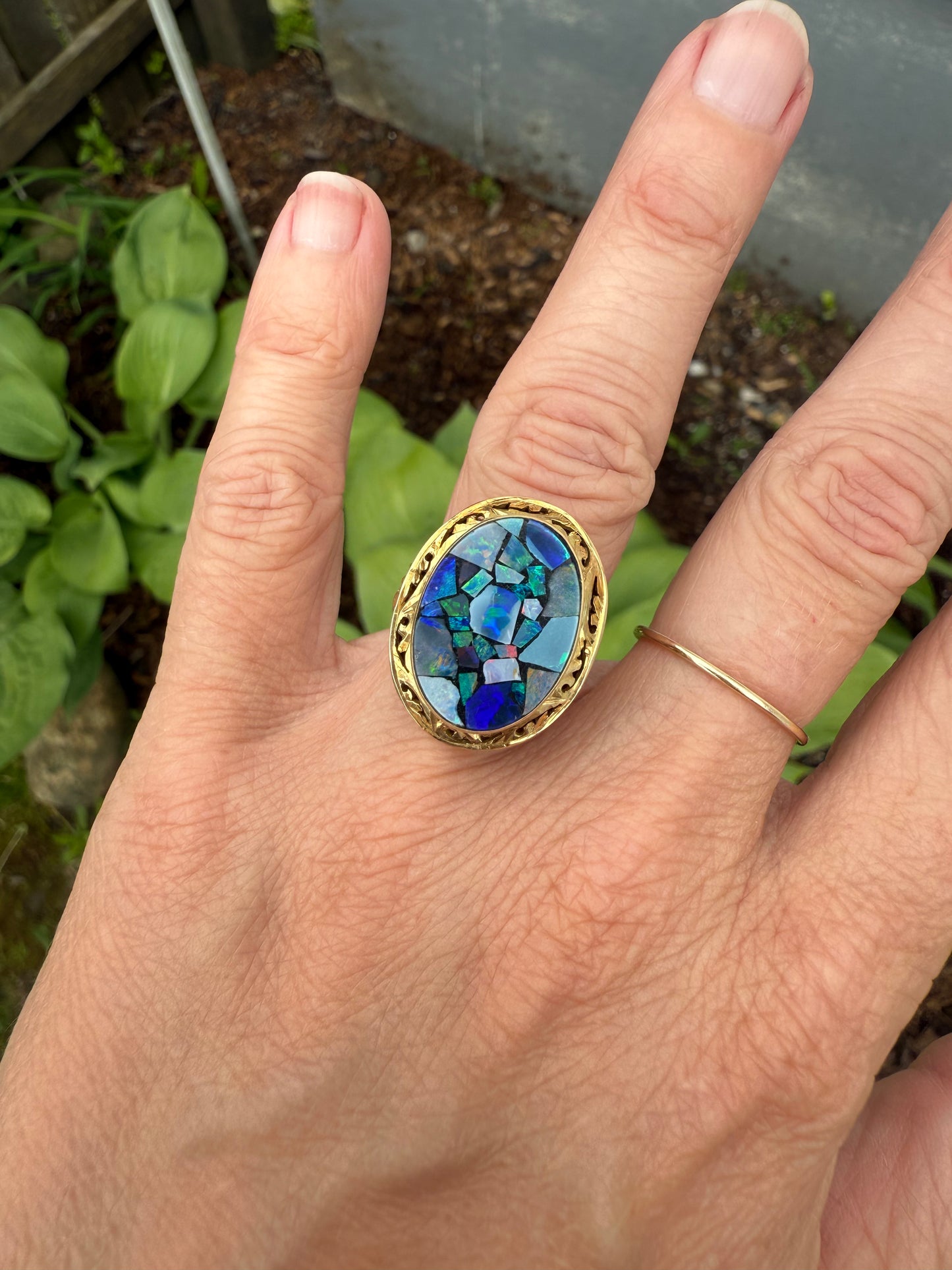 Vintage 14k Yellow Gold Opal Ring