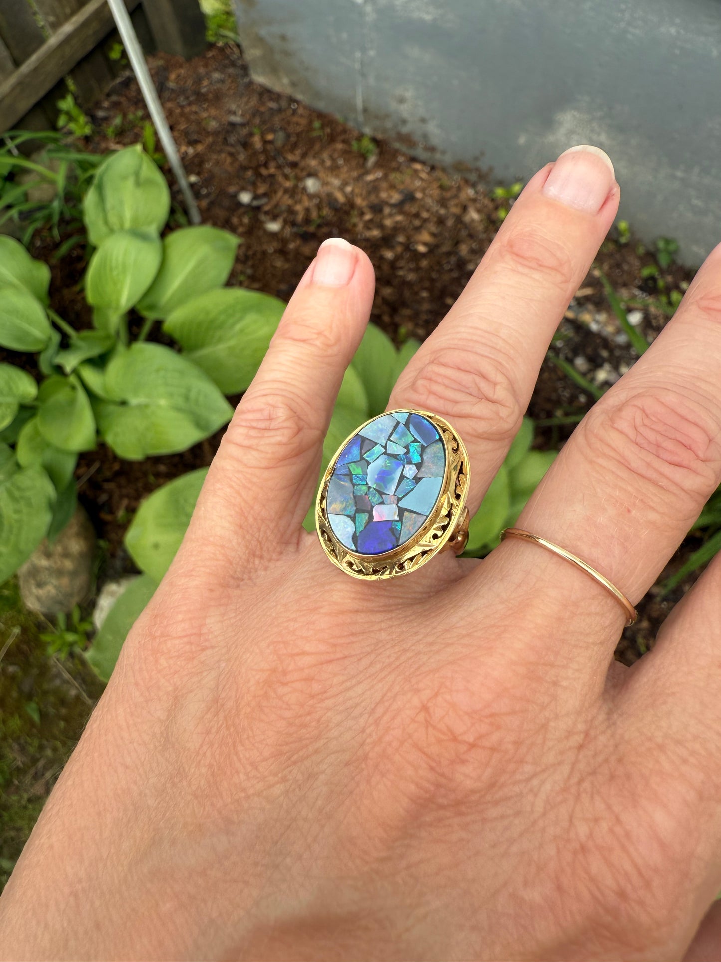 Vintage 14k Yellow Gold Opal Ring